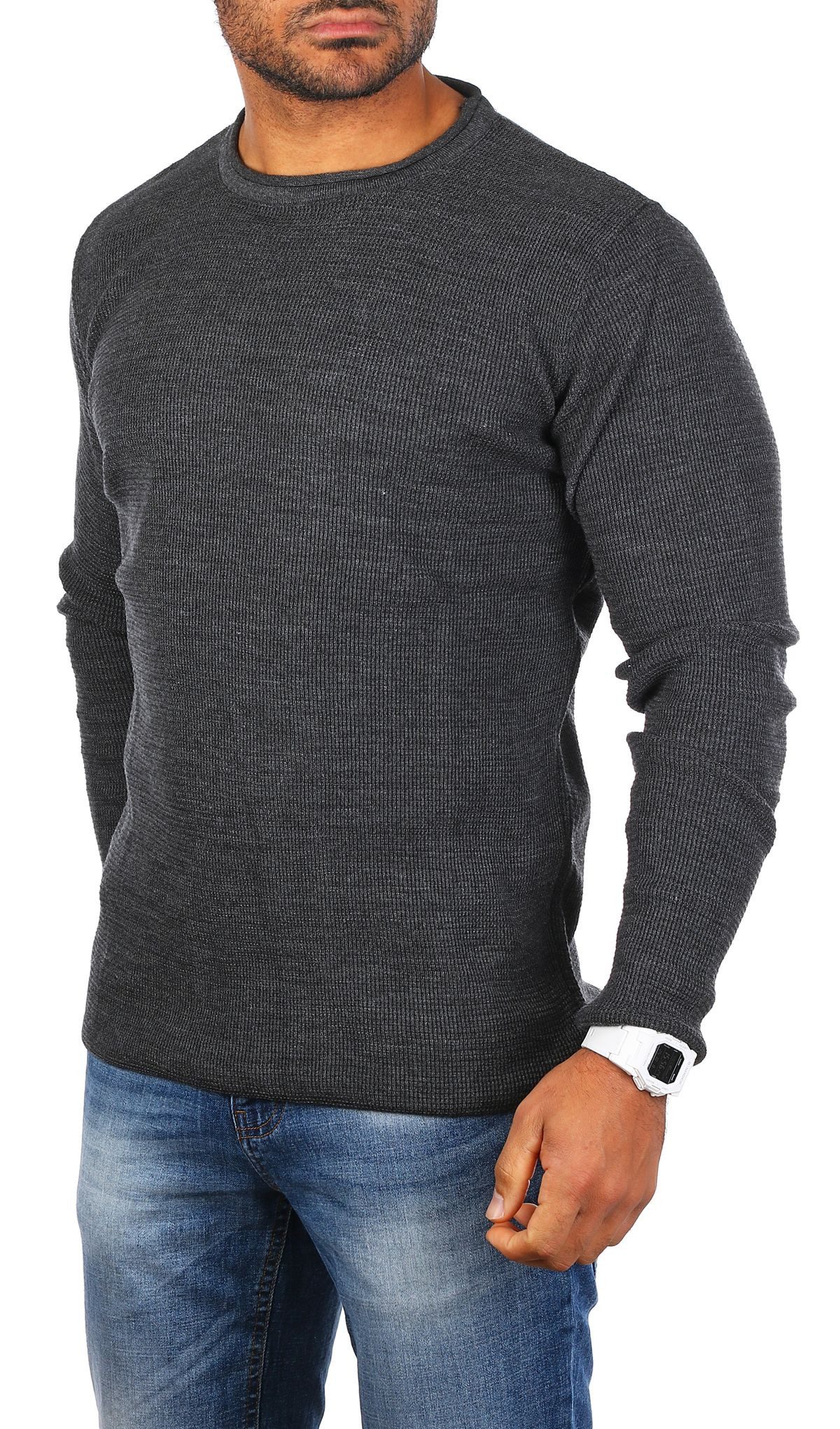 CARISMA Strickpullover Herren leichter Feinstrick einfarbig körperbetont de günstig online kaufen