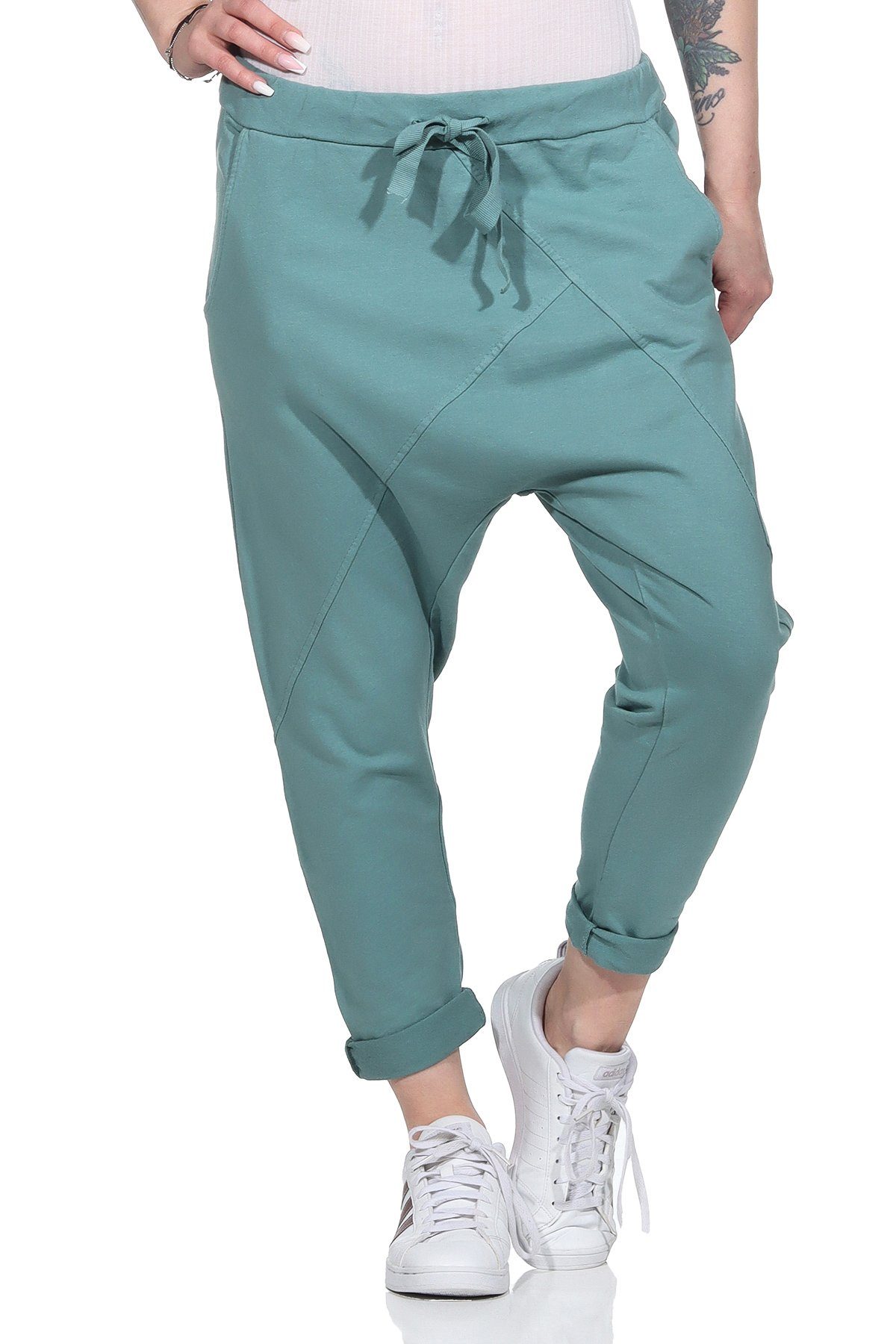 CLEO STYLE Jogginghose Damen Jogginghose 104 Petrol Elastikbund mit Tunnelz günstig online kaufen