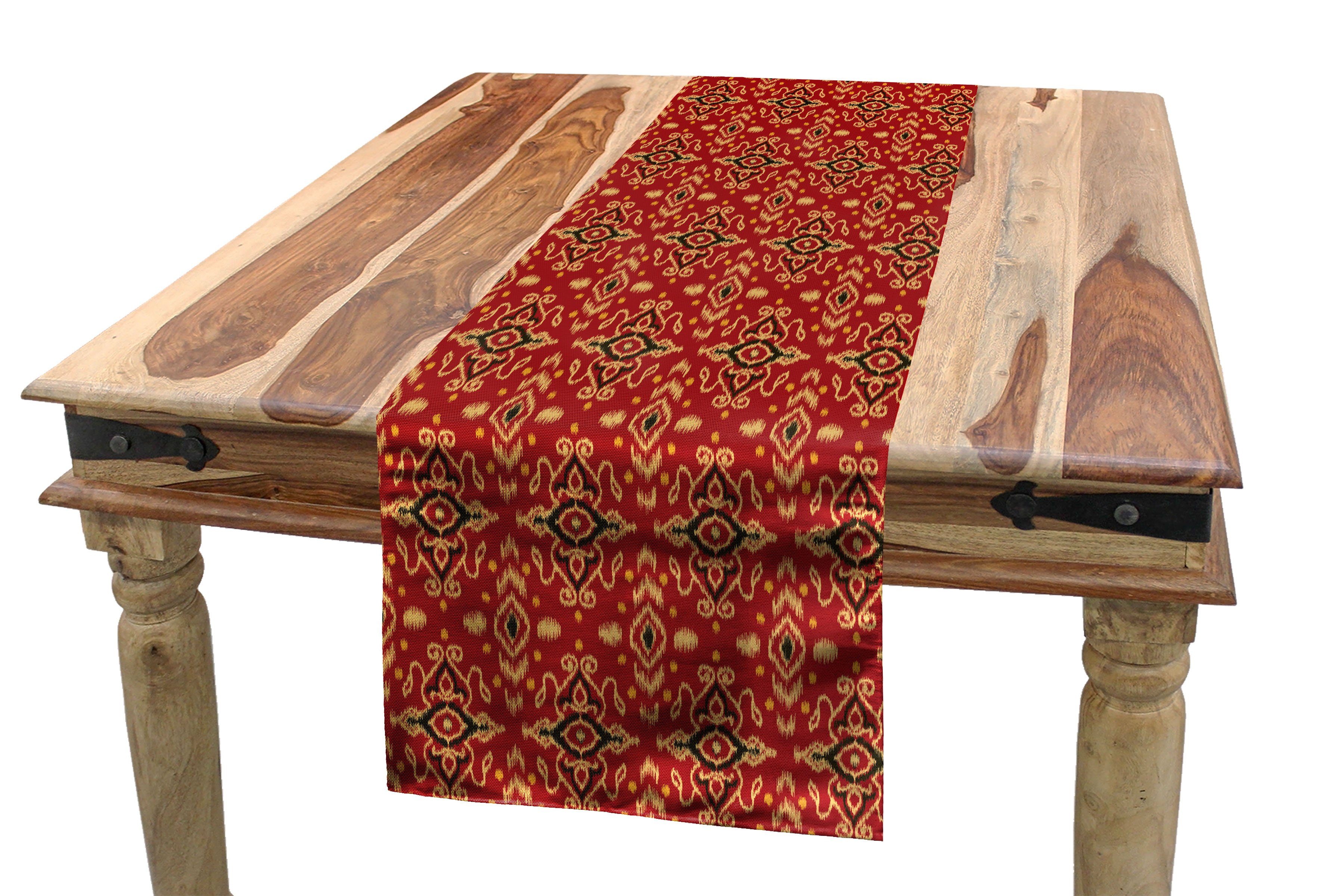 Folkloric Tischläufer, traditionell Rechteckiger Abakuhaus Dekorativer Forms Verschwommen Esszimmer Küche Tischläufer