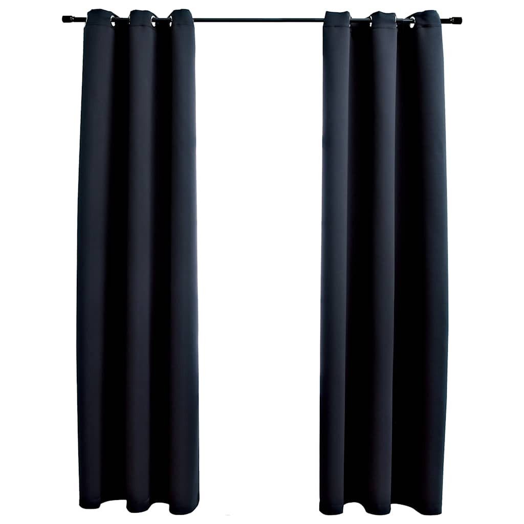 vidaXL Vorhang Verdunkelungsvorhänge mit Ringen 2 Stk. Schwarz 97x213 cm St günstig online kaufen