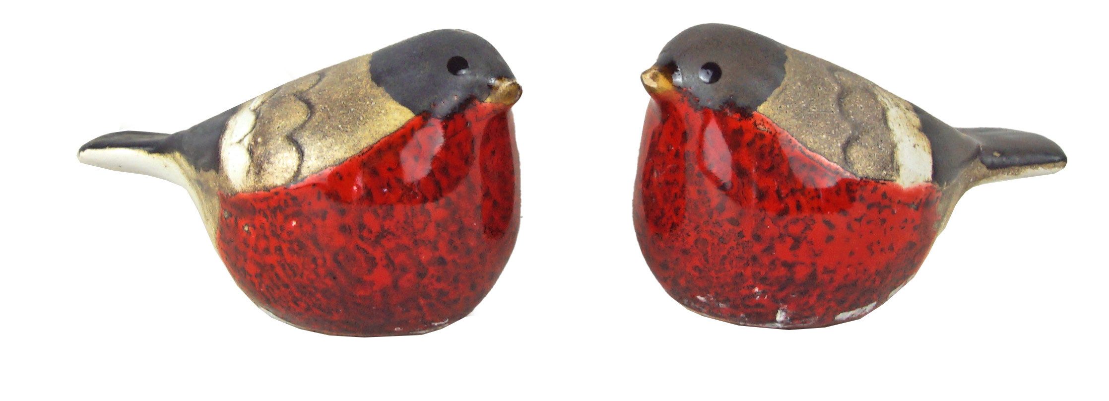 Posiwio Dekofigur Keramik-Rotkehlchen im 2er-Set – Liebevolle Vogeldekoration (Set, 2 St., 2er Set), Dekofigur