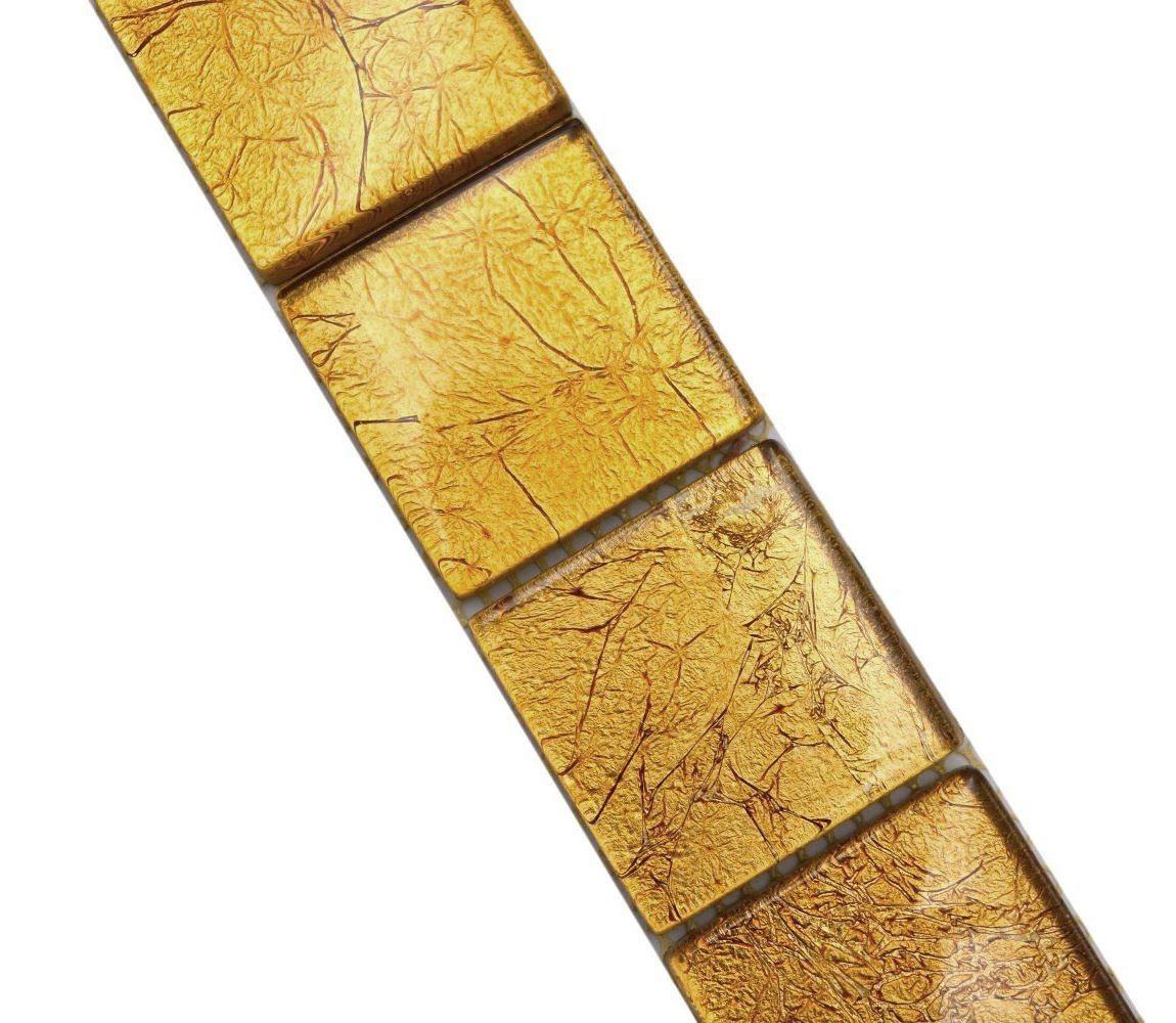Thumbnail - Mosani Fliesen-Bordüre Mosaik Borde Bordüre Glasmosaik Mosaikfliese Gold Struktur