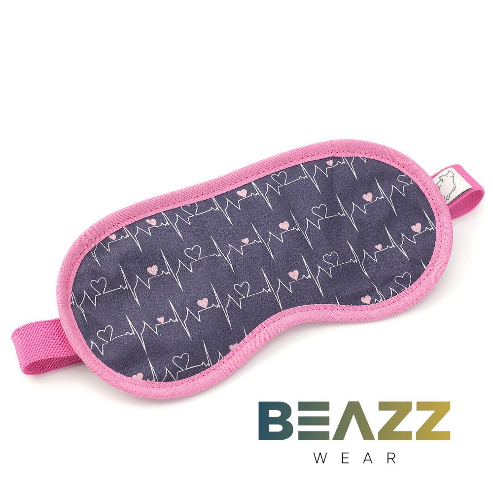 BEAZZ Schlafmaske Schlafmaske, Augenmaske, Schlafbrille - Herz-EKG, Bequem - Perfekte Abdunklung, 1-tlg., HANDMADE IN GERMANY