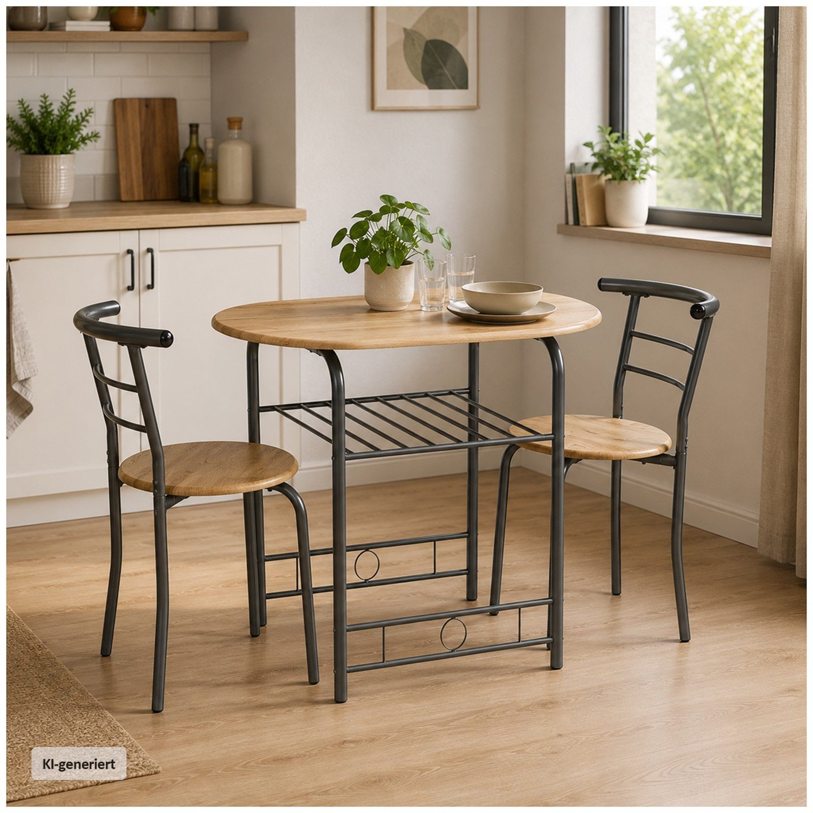 HTI-Living Essgruppe Tischgruppe Artisaneiche Merit, (Set, 3-tlg., 1 Tisch, 2 Stühle), Essgruppe 1 Tisch 2 Stühle