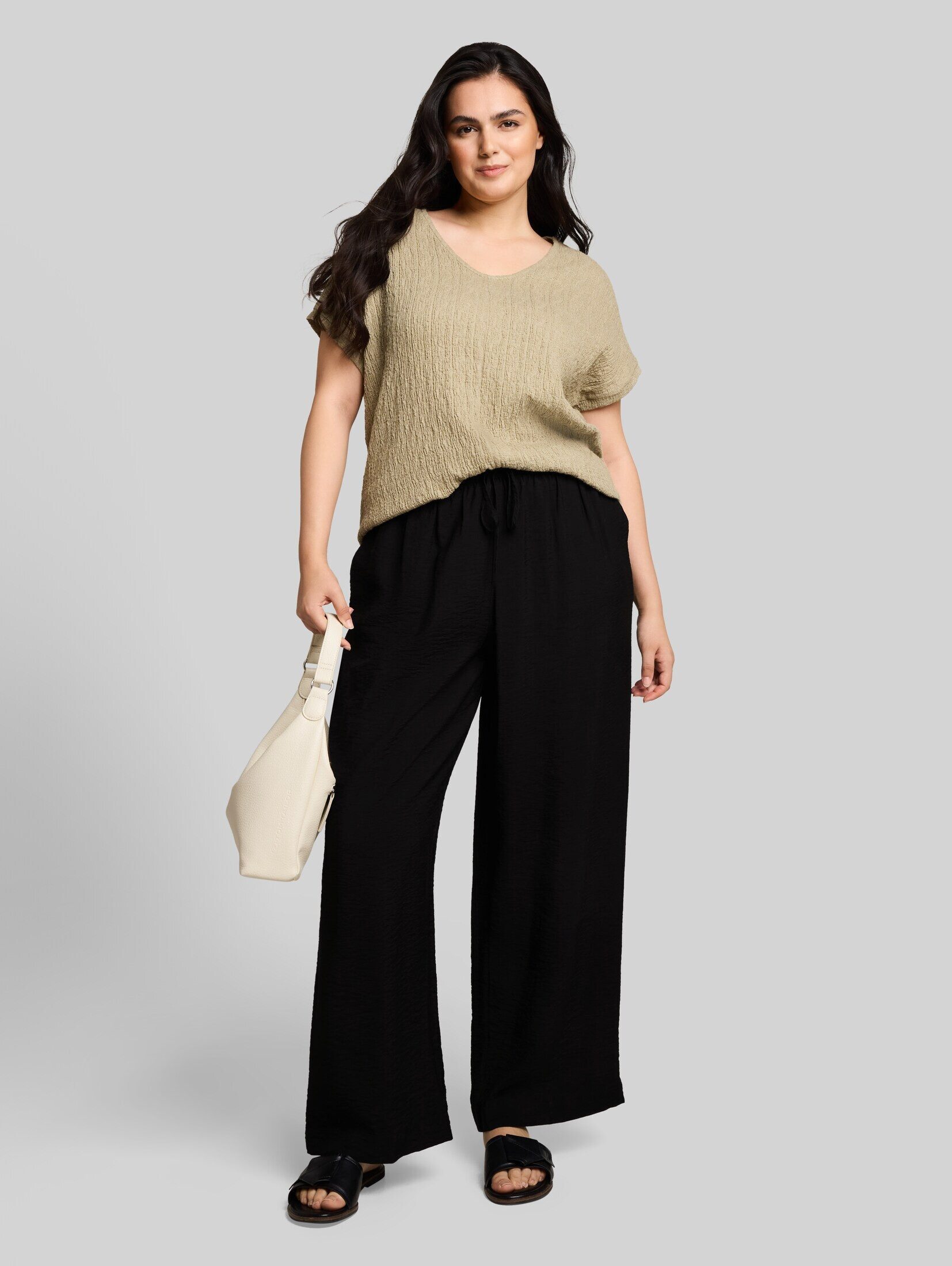TOM TAILOR PLUS Stoffhose Hosen & Chino Plus Size - Loose Wide Hose mit Kordelzug