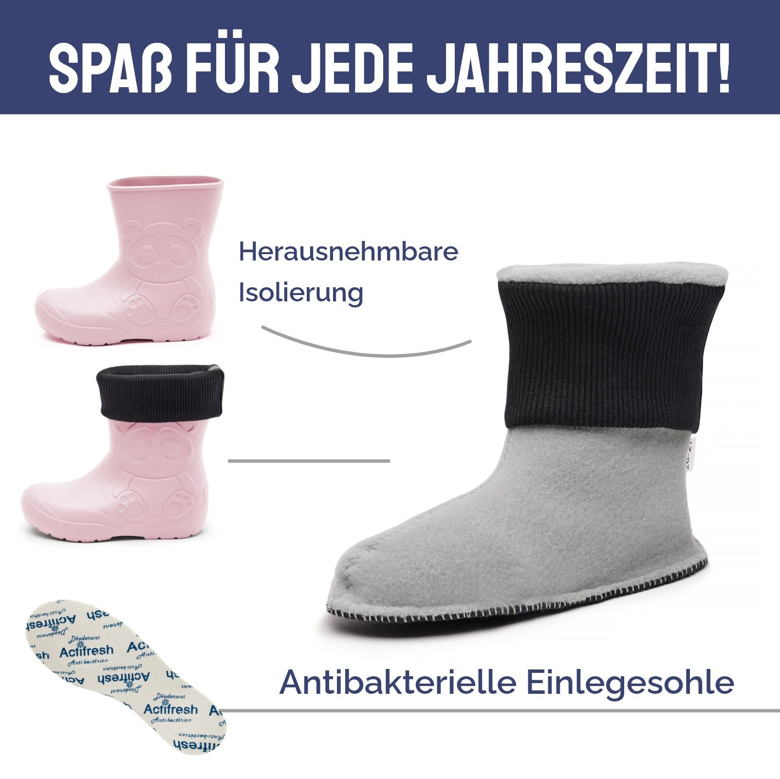 Ladeheid Kinder Federleichte Gummistiefel Thermo mit Fütterung LA-CA-Panda249 Gummistiefel