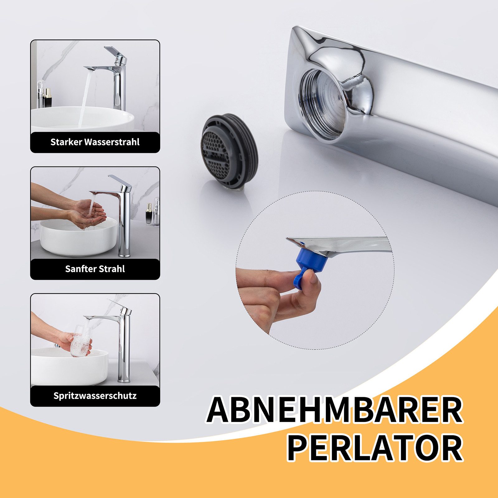 HOMELODY Waschtischarmatur Hohe Auslaufhöhe waschtischarmatur bad Waschbecken-Armatur Mischbatterie Bad,Edelstahl 304,Waschtischarmatur Hoch,Chrom