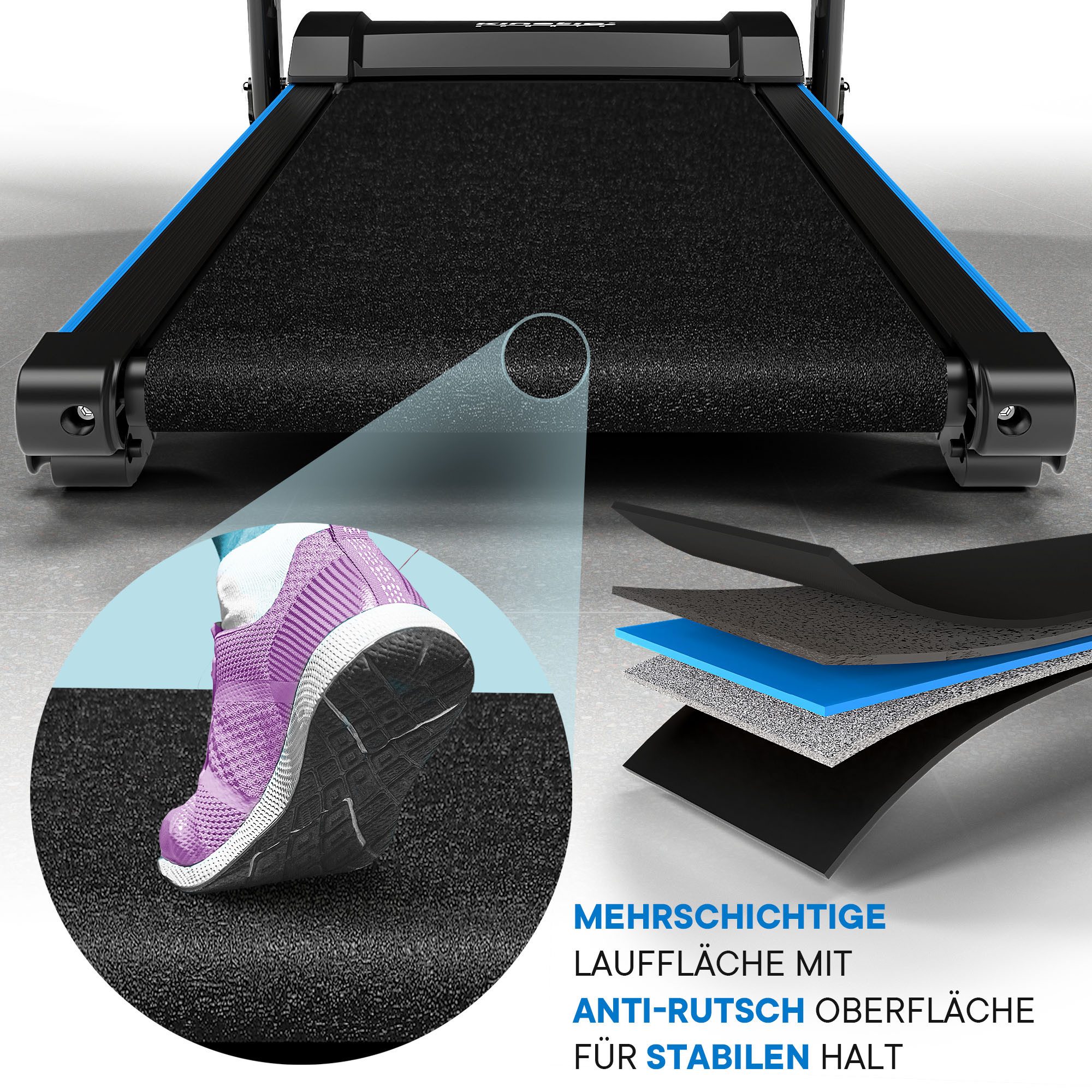 Kinetic Sports Laufband, 40 cm Lauffläche, LCD Display, 1100 Watt Motor, bis 12 km/h