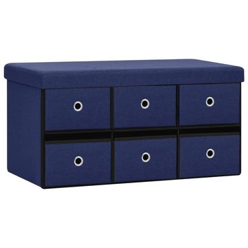 möbelando Sitzbank 3010869 (LxBxH: 38x76x38 cm), faltbar aus Stoff in Blau mit 6 Schubladen