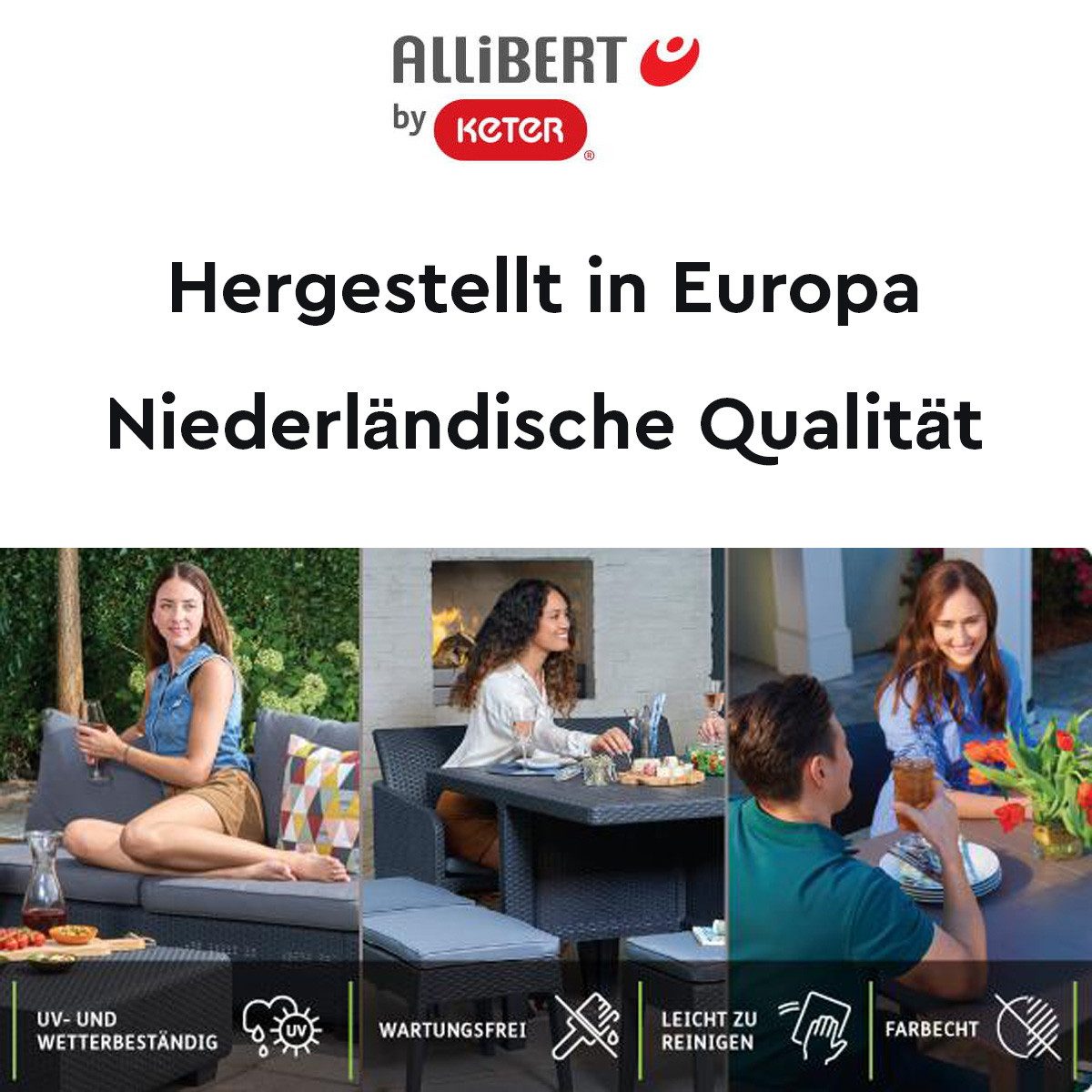 Allibert Loungesofa Salta 3-Sitzer Gartensofa – Rattanoptik, wetterfest inkl. Kissen – Bild 3 von 5