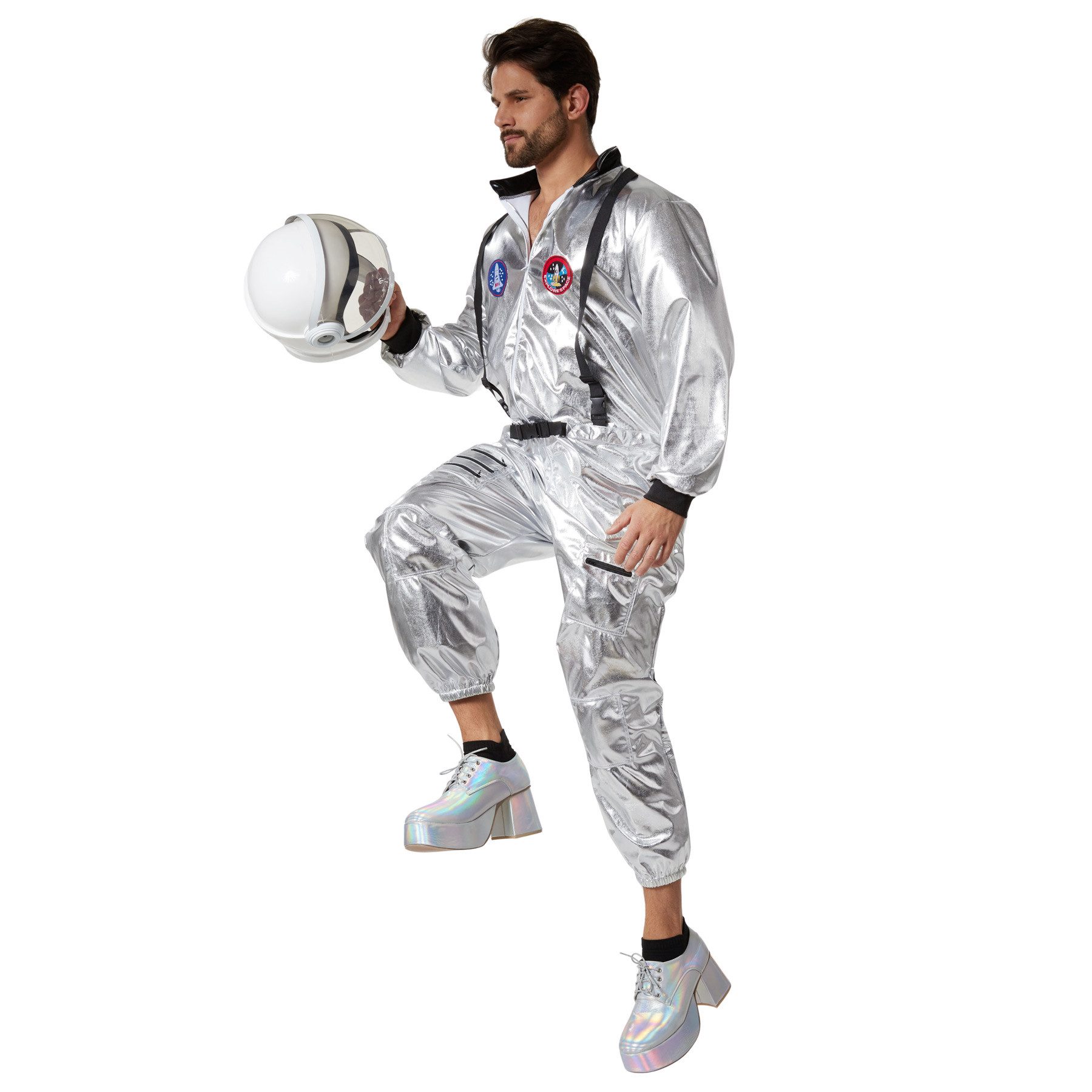 dressforfun Kostüm Unisexkostüm Astronaut, Silberner Overall für eine galaktische Optik.