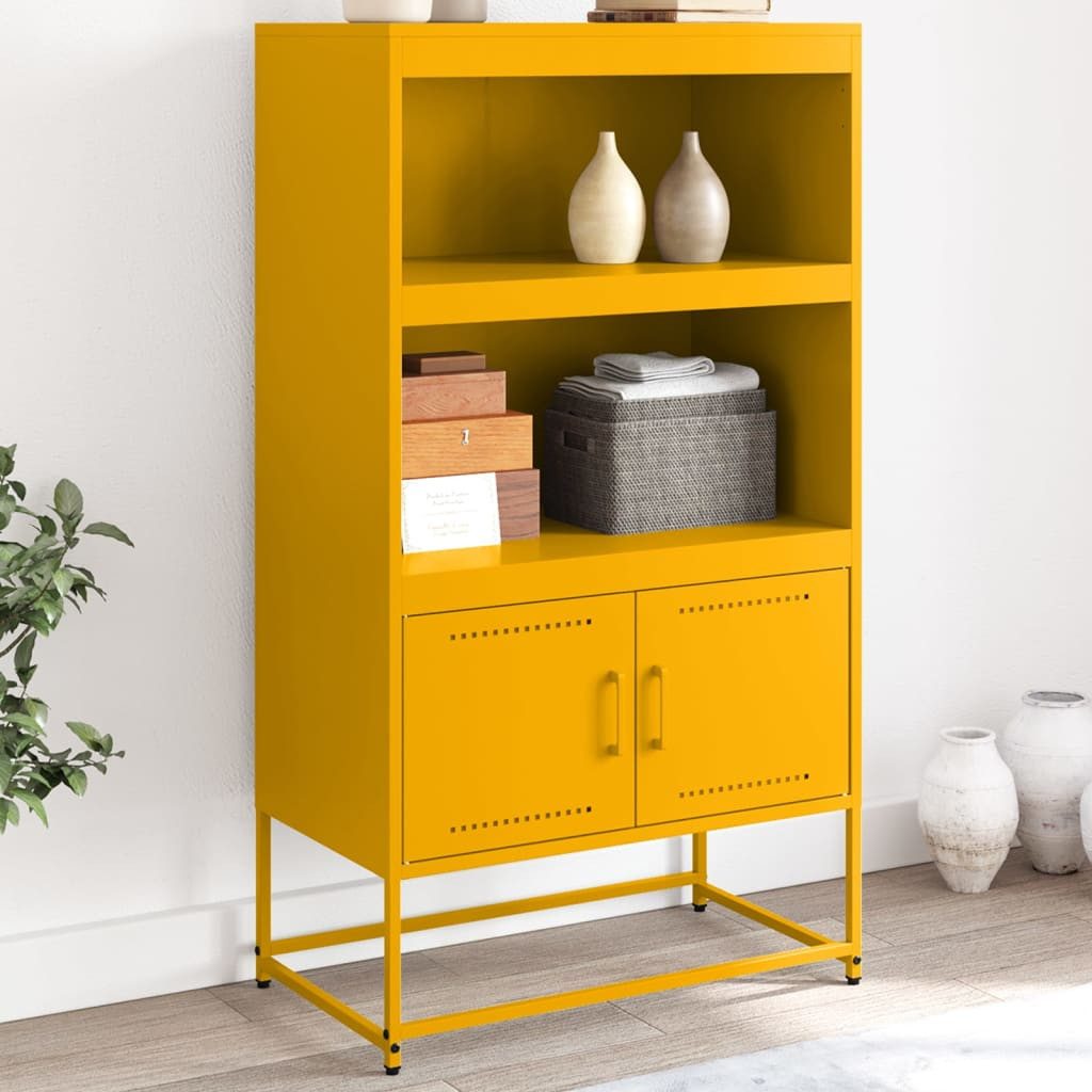 vidaXL Highboard Highboard Senfgelb 68,5x38,5x123,5 cm Stahl (1 St)