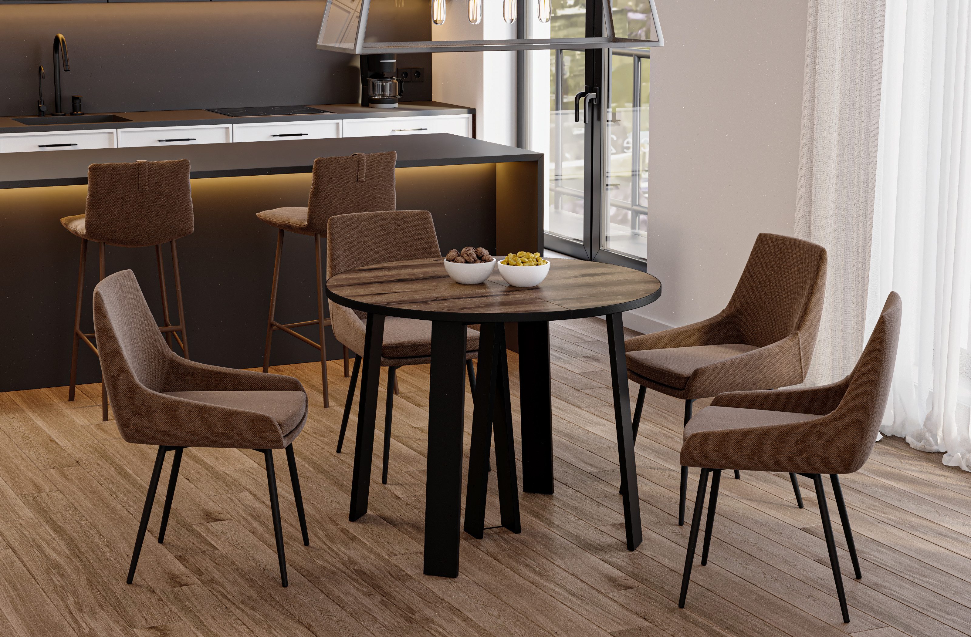 Endo-Moebel Esstisch XXL "Mars" 100-312cm ausziehbar, runder erweiterbarer günstig online kaufen