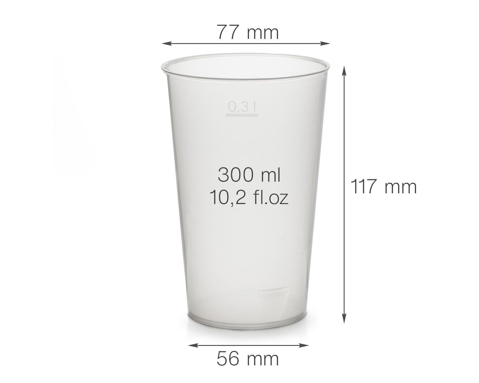 OCTOPUS Becher 25x Mehrwegbecher 300ml, Plastikbecher aus bruchsicherem Kunststoff, 25-tlg., PP