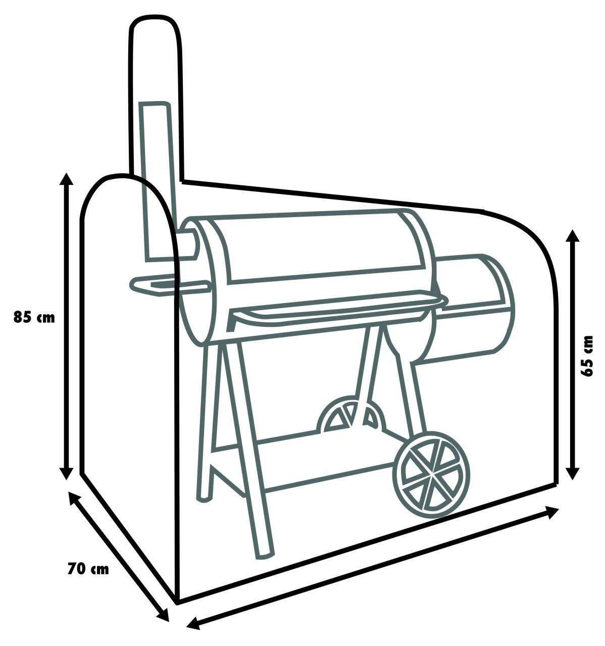 Primaster Grillabdeckhaube Primaster Schutzhülle für Smoker 150 x 70 x 125 cm