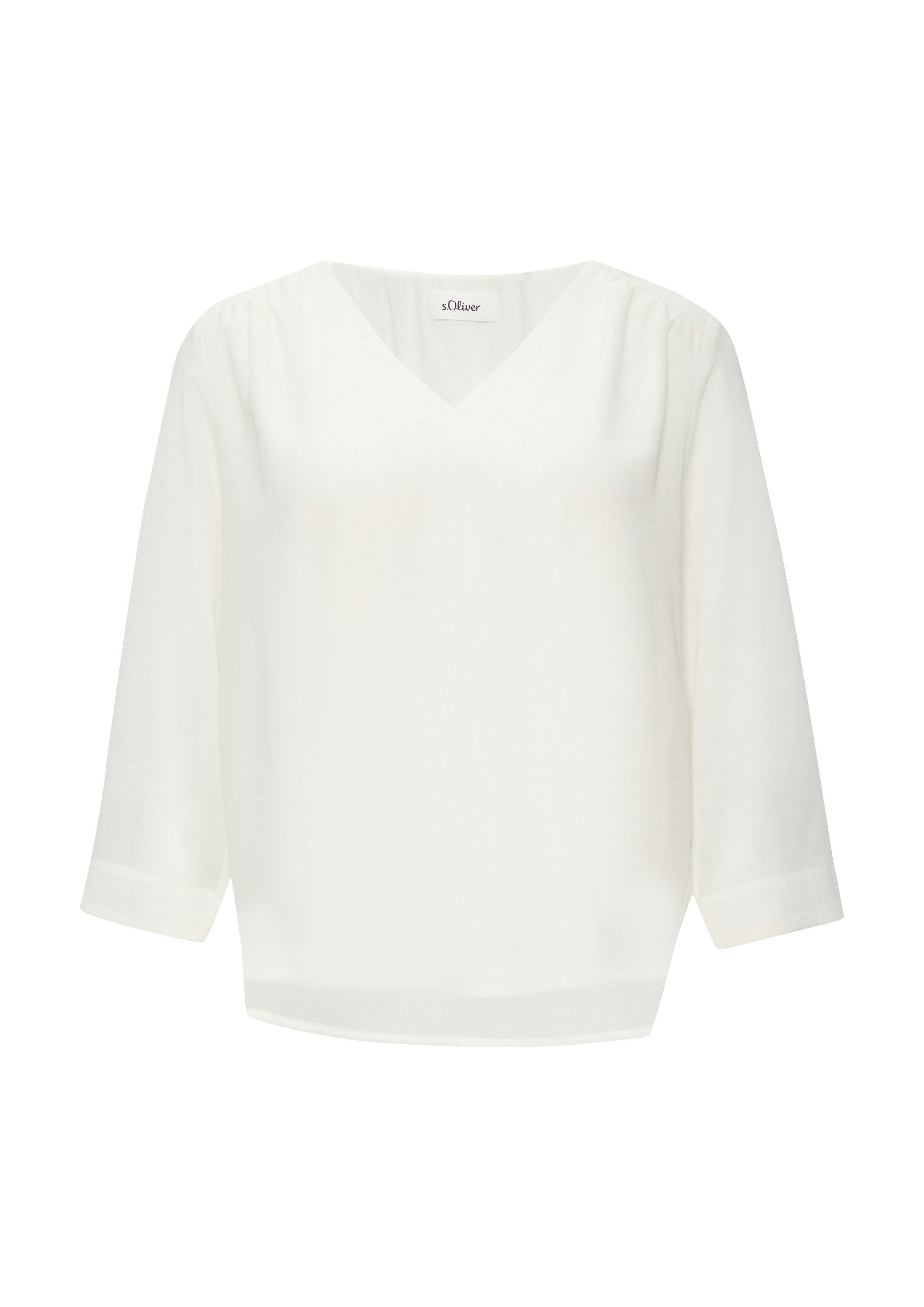 s.Oliver Kurzarmbluse Bluse Chiffonbluse mit Raffung an der Schulter und tr günstig online kaufen