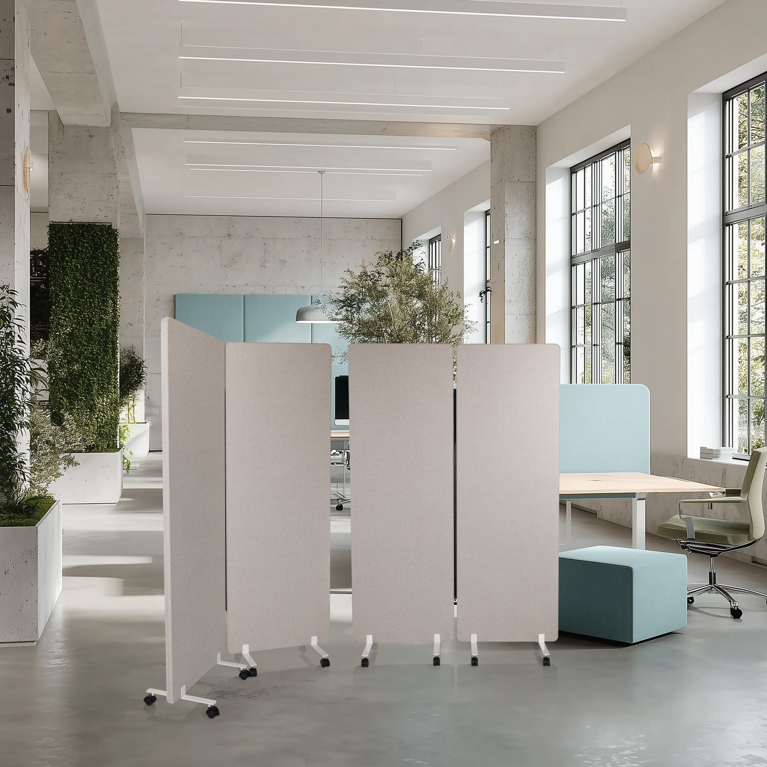hjh OFFICE Raumteiler Trennwand Flexmiut 1 Sichtschutz, Pinnwand, Schallschutz, Sichtschutz mit Rollen und Gleiter