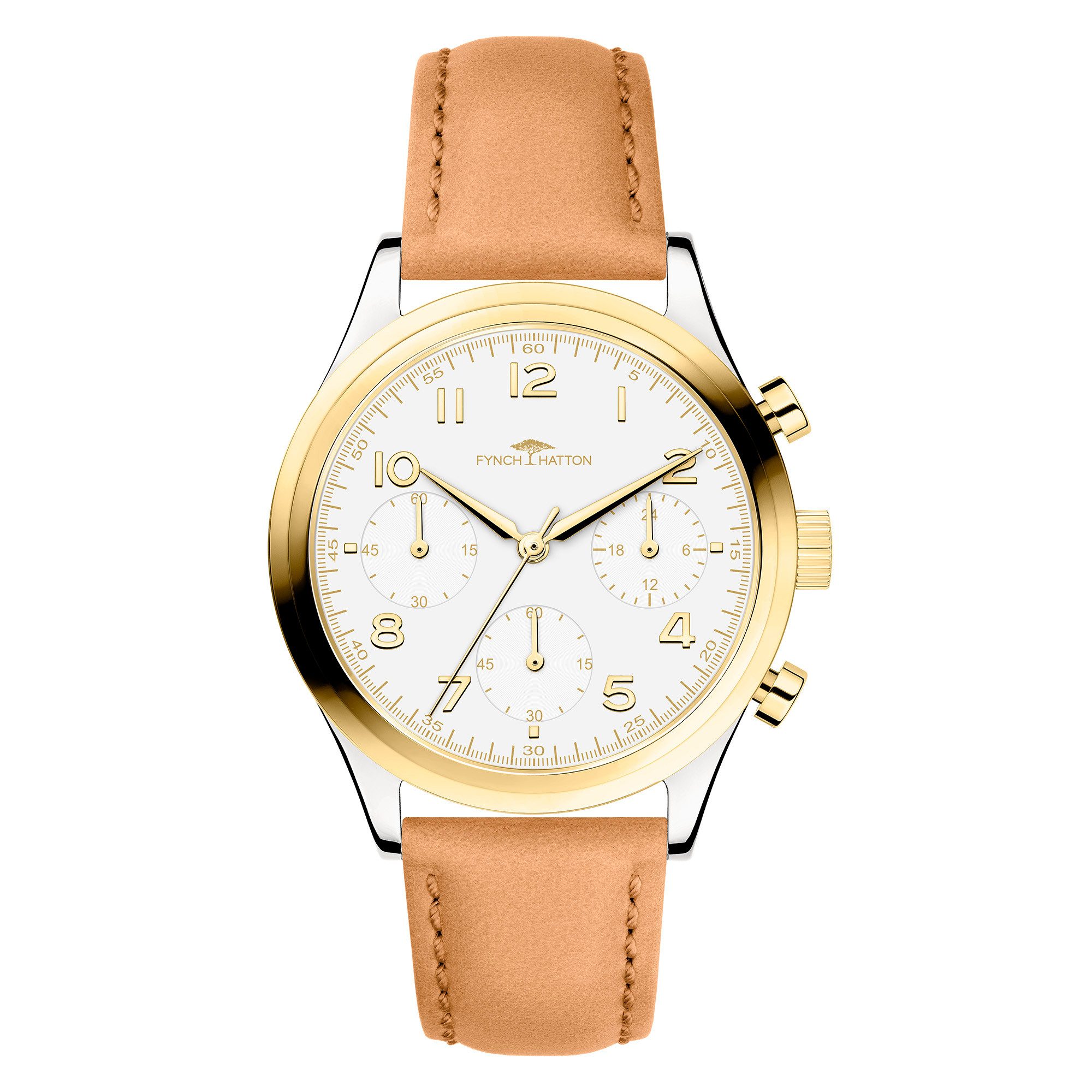 FYNCH-HATTON Chronograph FHT-0013-LC, Quarzuhr, Armbanduhr, Damenuhr, Lederarmband, analog, Stoppfunktion