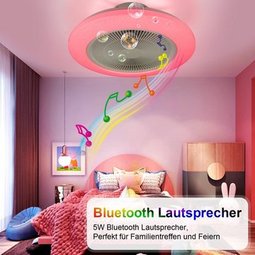 oyajia Deckenleuchte 60W RGB LED Deckenleuchte Deckenventilator, mit Bluetooth Lautsprecher, LED fest integriert, RGB Farbwechsel (3000~6500K), Dimmbar LED Deckenventilator Leuchte, für Schlafzimmer Küche Hotel