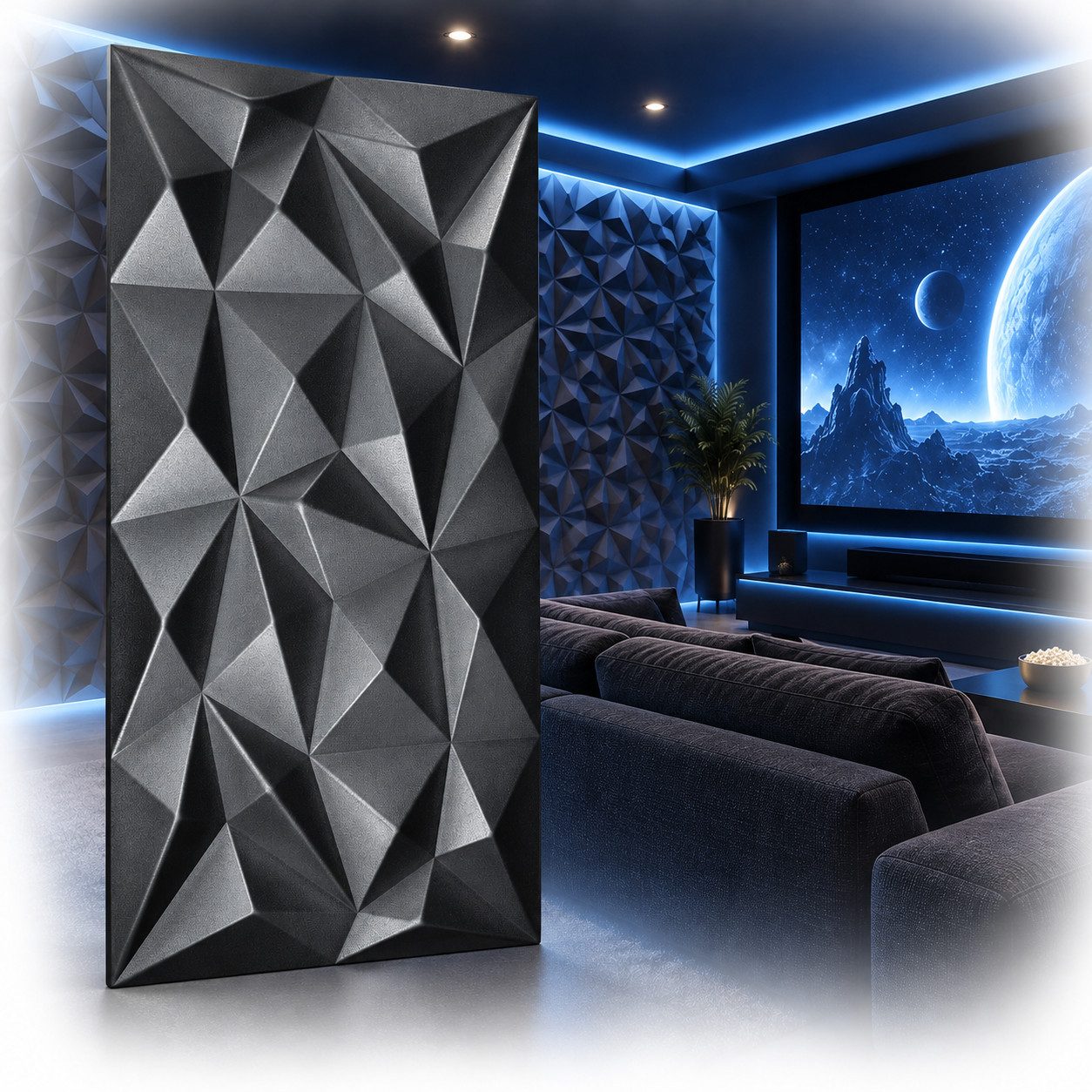 IKHEMalarka 3D Wandpaneel aus Polystyrol Styropor XPS, BxL: 50,00x100,00 cm, 0,50 qm, Paneelen für Decken & Wand 100x50cm