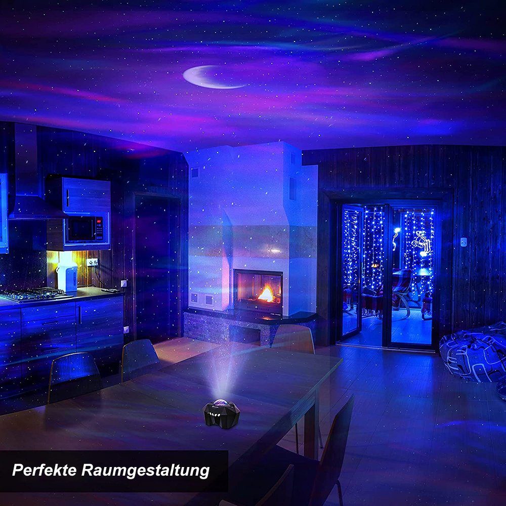 Sternenhimmel Nachtlicht LED - Projektor Dekoration für Sternenflimmern Dynamisches Farben Lampe Kinder Zimmer LED Projektion Schwarz-15 MUPOO