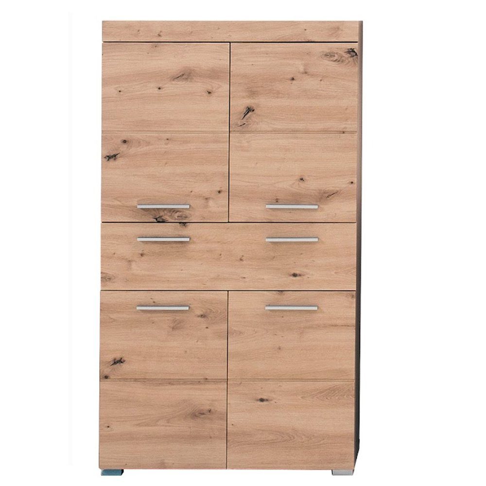 trendteam Stauraumschrank Schrank Mehrzweckschrank Hochschrank Möbel Braun 73x130x31cm