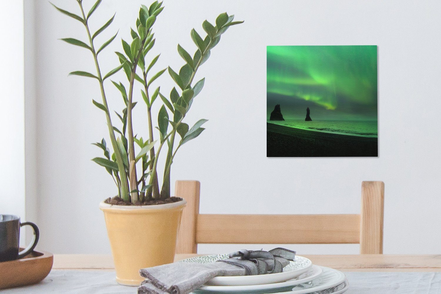 OneMillionCanvasses® Leinwandbild Nordlichter - Meer Bilder bunt für St), - Island, Wohnzimmer (1 Leinwand Schlafzimmer