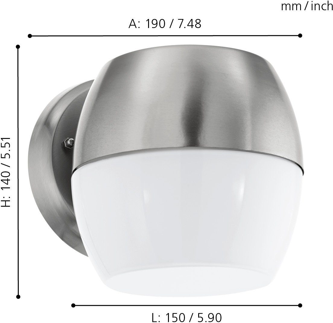 LED LED fest Warmweiß, ONCALA, möglich, tauschbar LED integriert, EGLO Außen-Wandleuchte Eckmontage