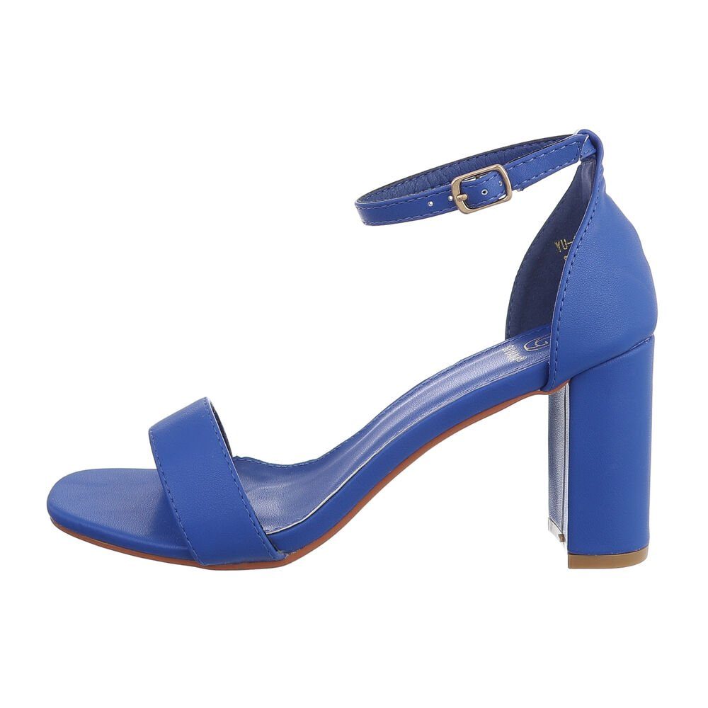 Ital-Design Damen Blau Elegant in & Sandalette Sandalen Sandaletten Blockabsatz Abendschuhe