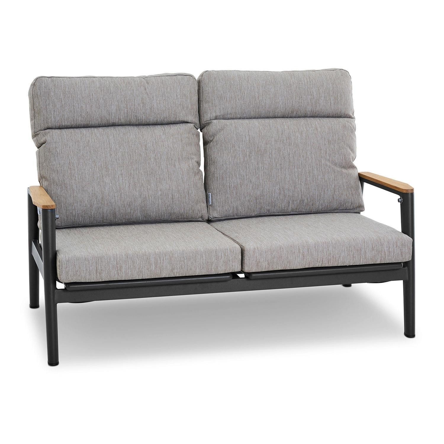 MONDO Gartenbank LATEA, Anthrazit, Grau, Taupe, Aluminium, mit Kissen, verstellbare Rückenlehne, B 86 x H 152,5 x T 92 cm