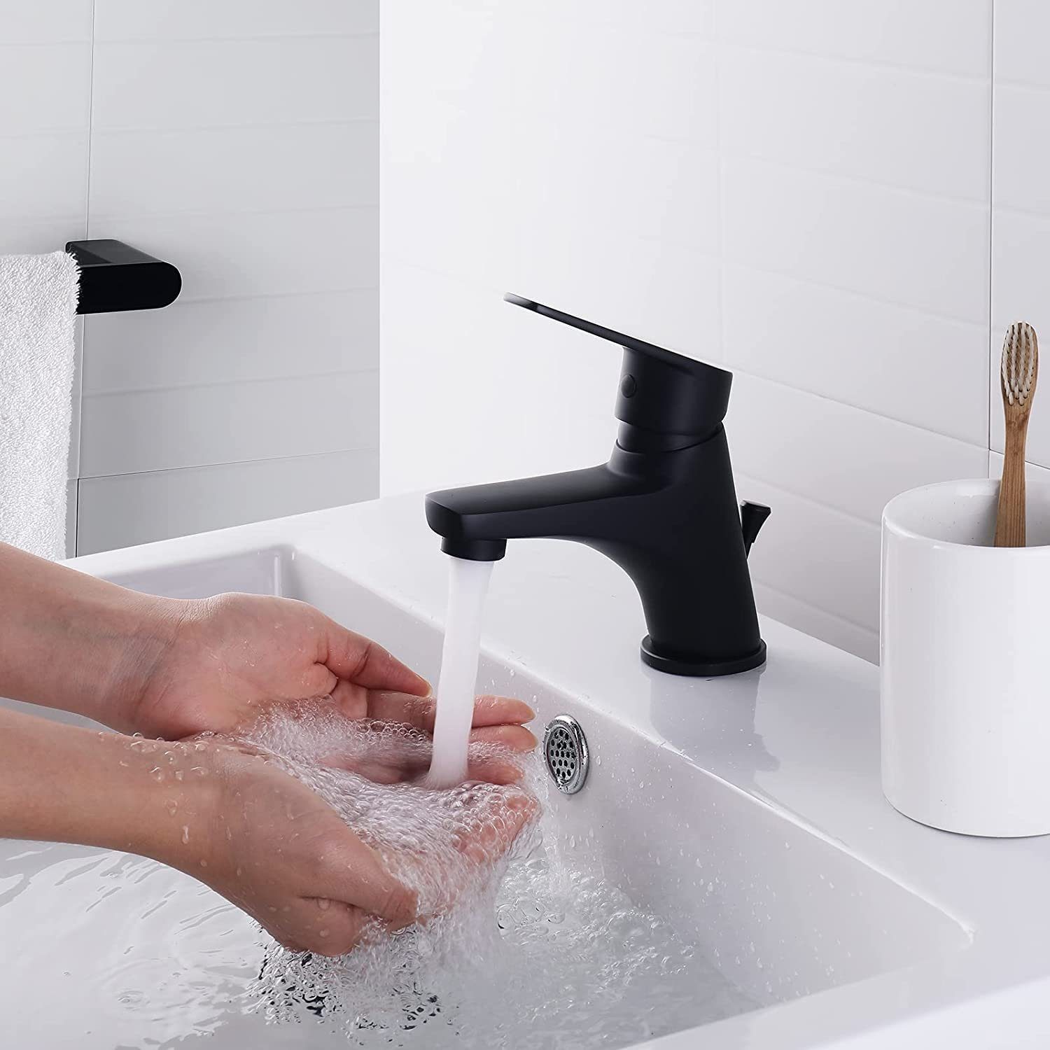 CECIPA Waschtischarmatur Waschtischarmatur Bad mit Zugstange Wasserhahn  Armatur Mischbatterie