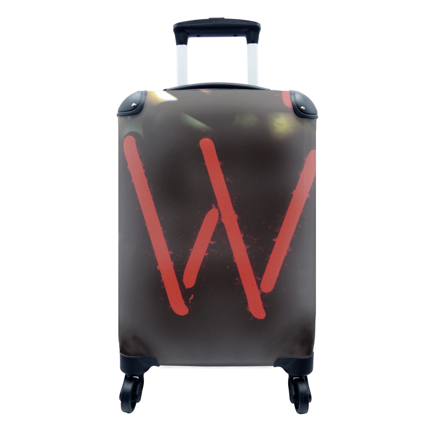 MuchoWow Handgepäckkoffer Unverwechselbarer Buchstabe W aus Neon, 4 Rollen, Reisetasche mit rollen, Handgepäck für Ferien, Trolley, Reisekoffer