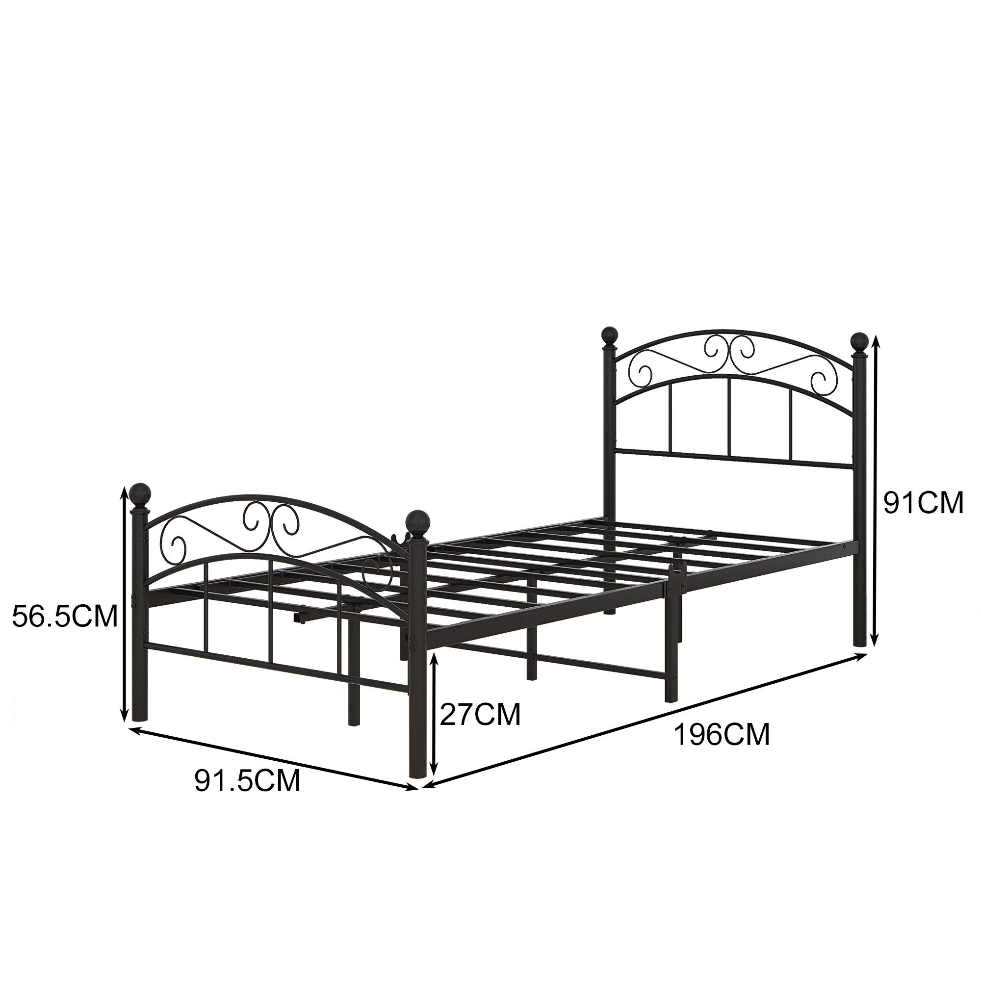 aus Fangqi Jugendbett, Metall, 90x190cm Erwachsenenbett Metallbett Einzelbettgestell