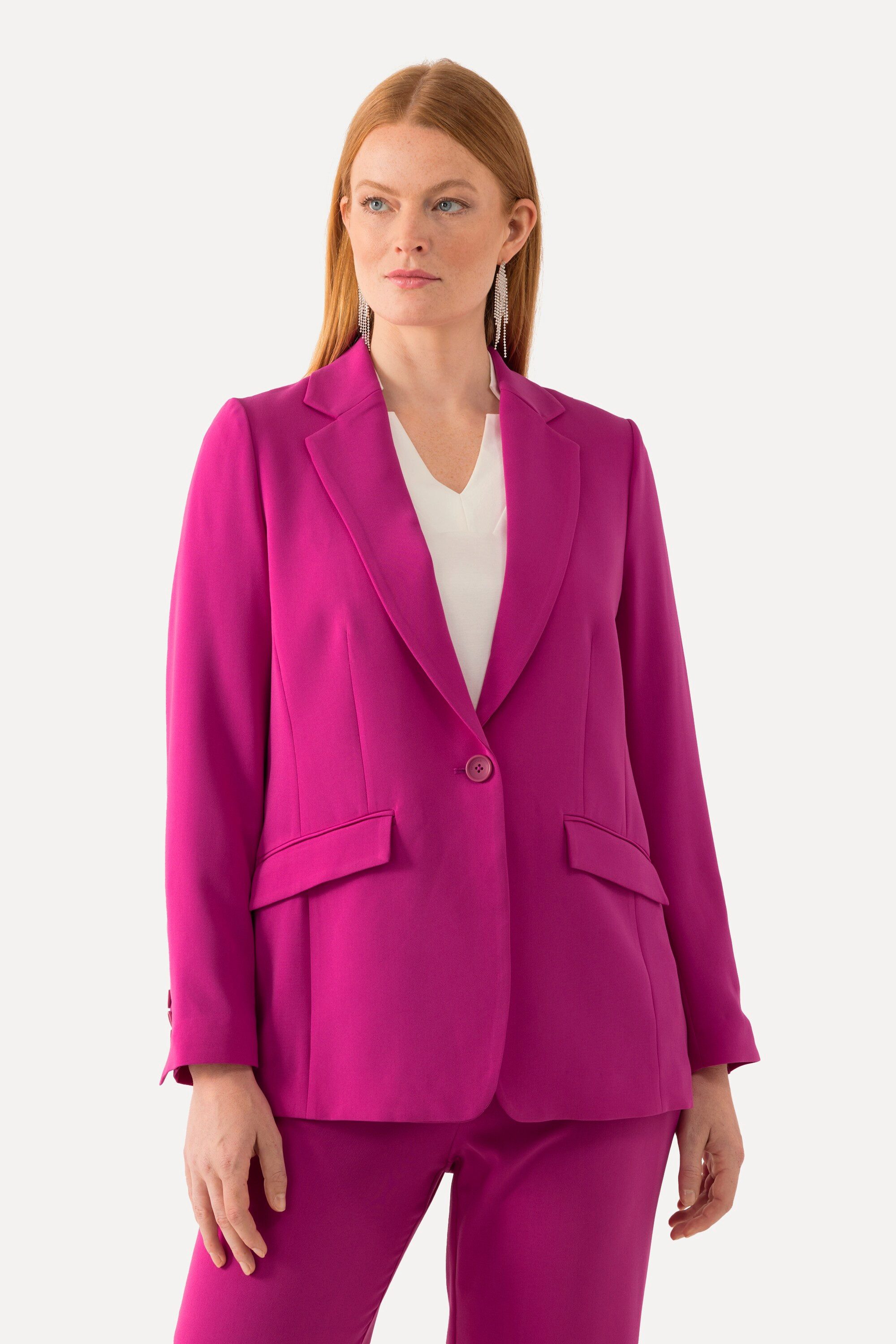Ulla Popken Blusenblazer Blazer Acetat Reverskragen Knopfverschluss günstig online kaufen