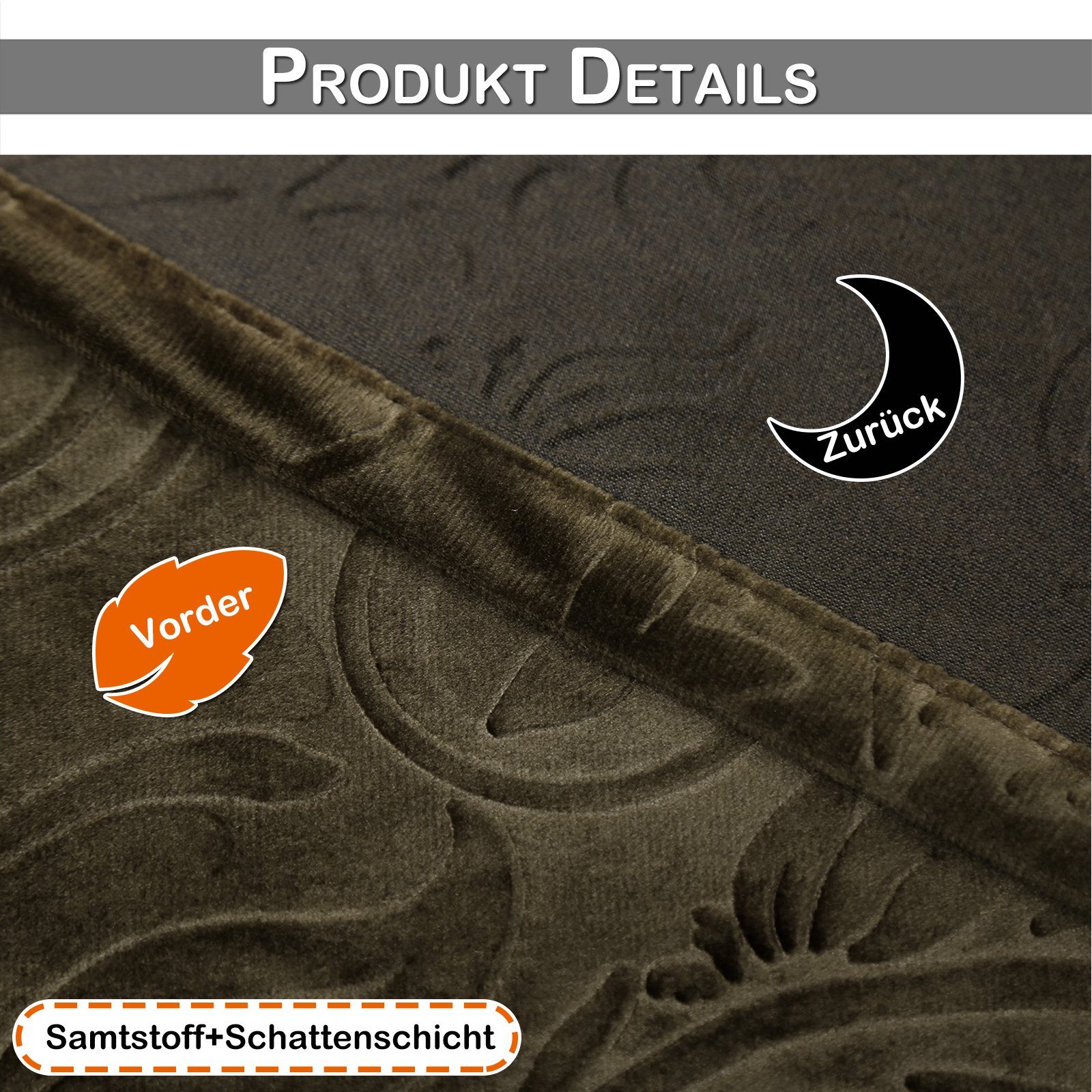 Rosnek Vorhang Luxuriöser, geblümter Samt, für günstig online kaufen