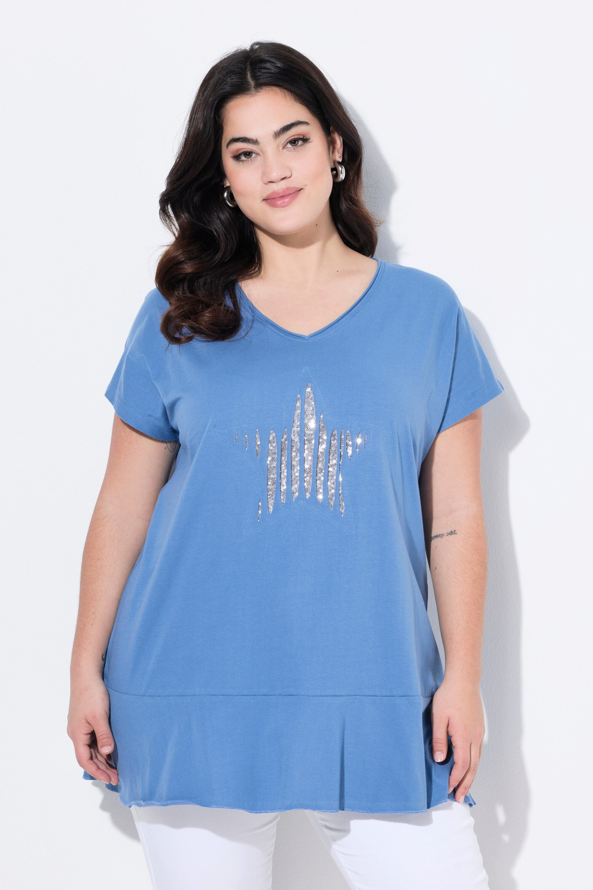 Angel of Style T-Shirt T-Shirt oversized Pailletten-Stern Volant günstig online kaufen