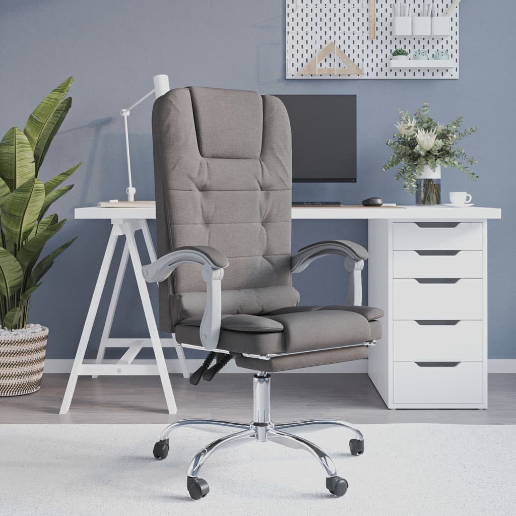 vidaXL Bürostuhl Bürostuhl mit St) (1 | Taupe Massagefunktion Stoff Taupe Taupe