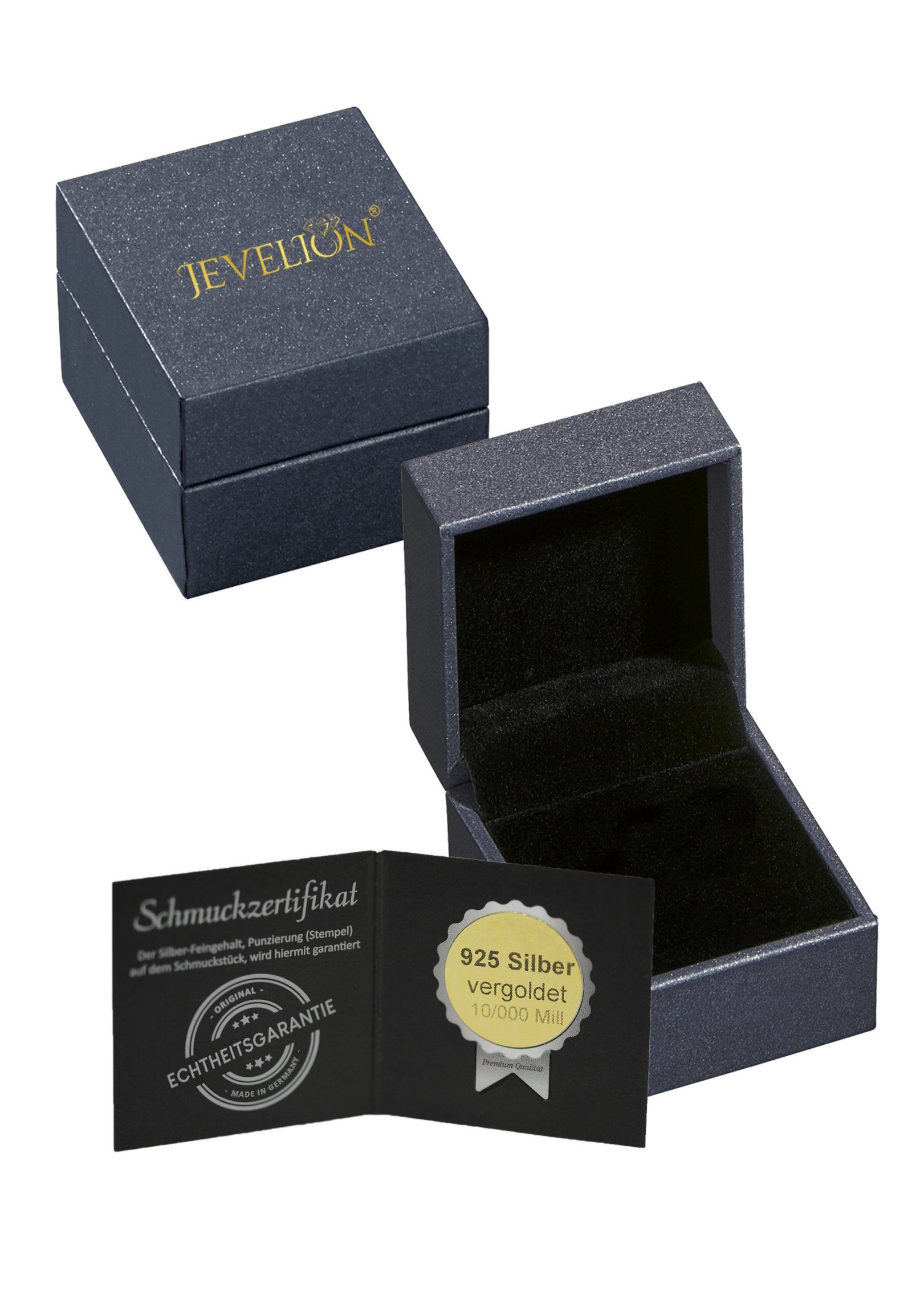 in Made JEVELION vergoldet - 2-tlg., Silber Ohrstecker OHRSTECKER Paar (vergoldeter Germany Silber, Zirkoniastecker Zirkonia für Damen),