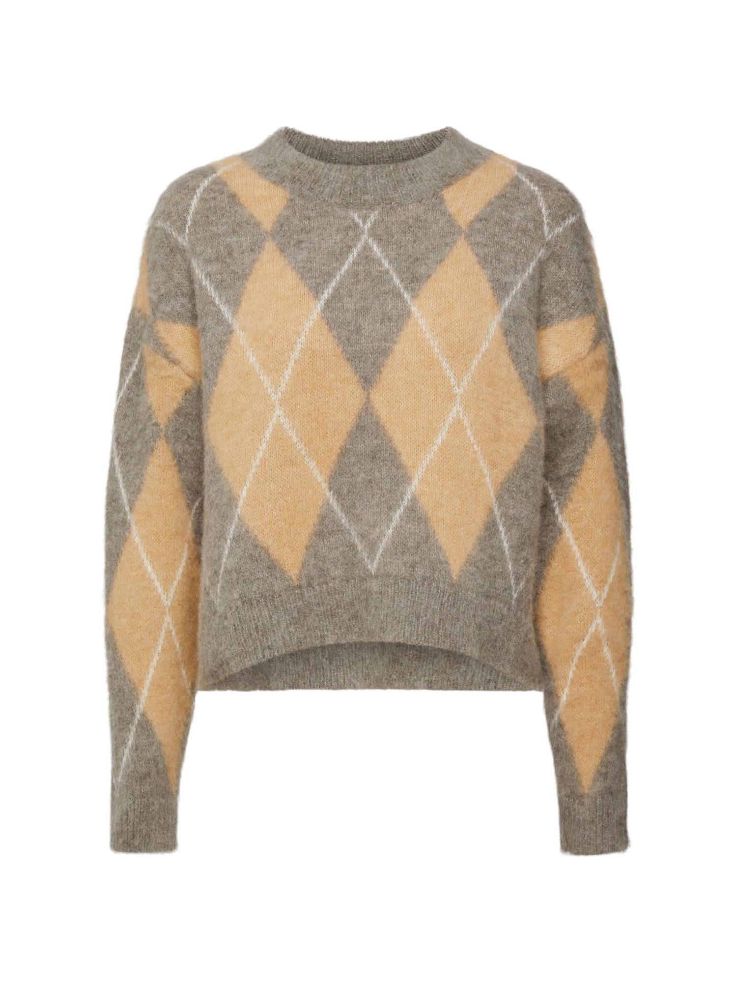 aus Wollmix mit Rundhalspullover SAND Pullover Argyle-Muster Esprit