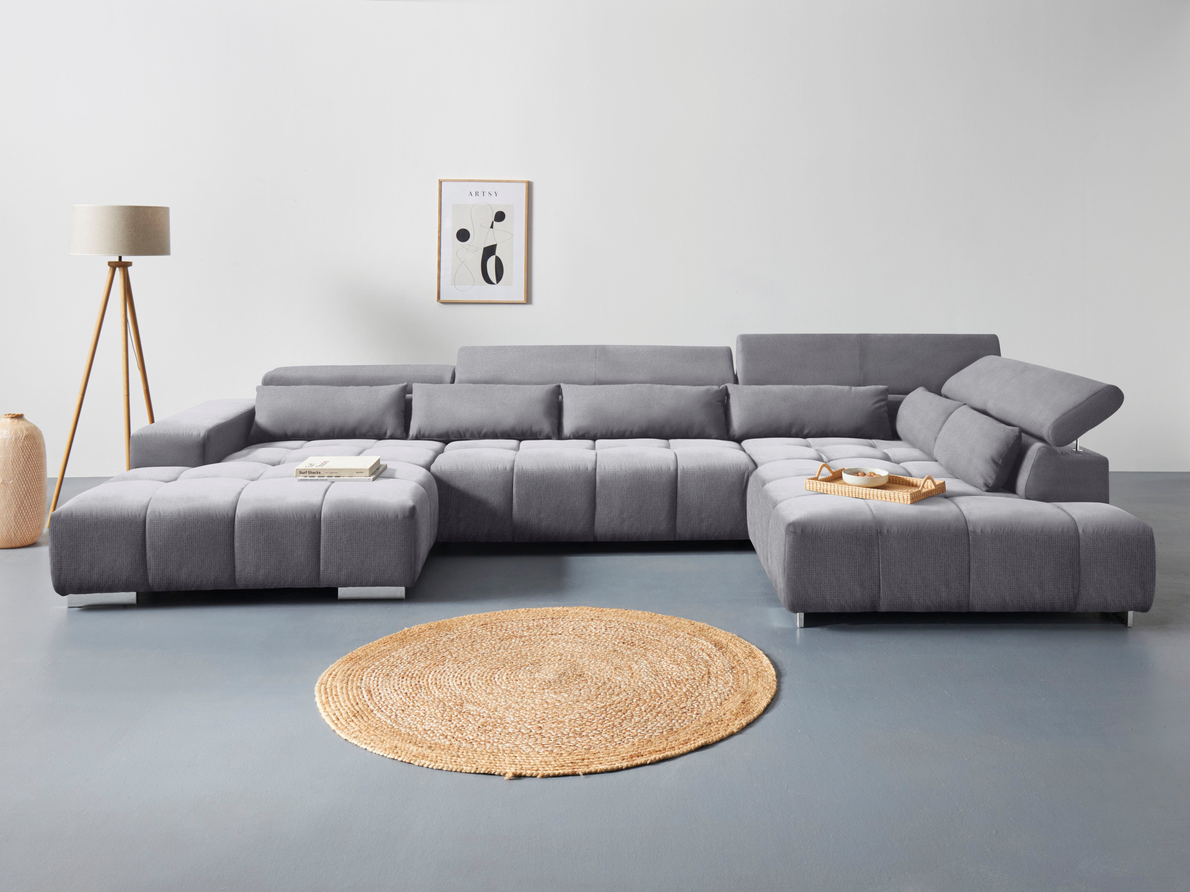 COTTA Wohnlandschaft "Orion U-Form", mit Kopfteilverstellung & 6 Nierenkiss günstig online kaufen