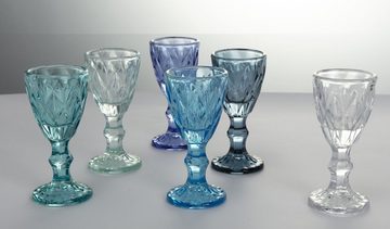Villa d'Este Likörglas Prisma Ocean, Glas, Gläser-Set, 6-teilig, Inhalt 45 ml