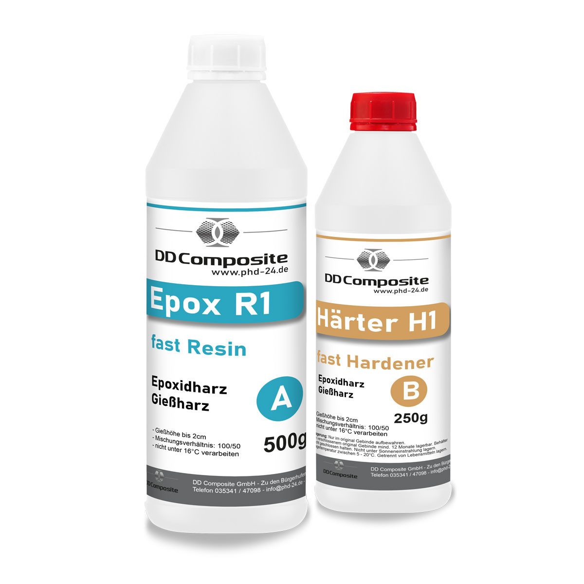 DD Composite Epoxidharz 500g Epox R1 + 250g Härter H1 fast bis 2cm (2-St), Gießharz, Kunstharz, Resin
