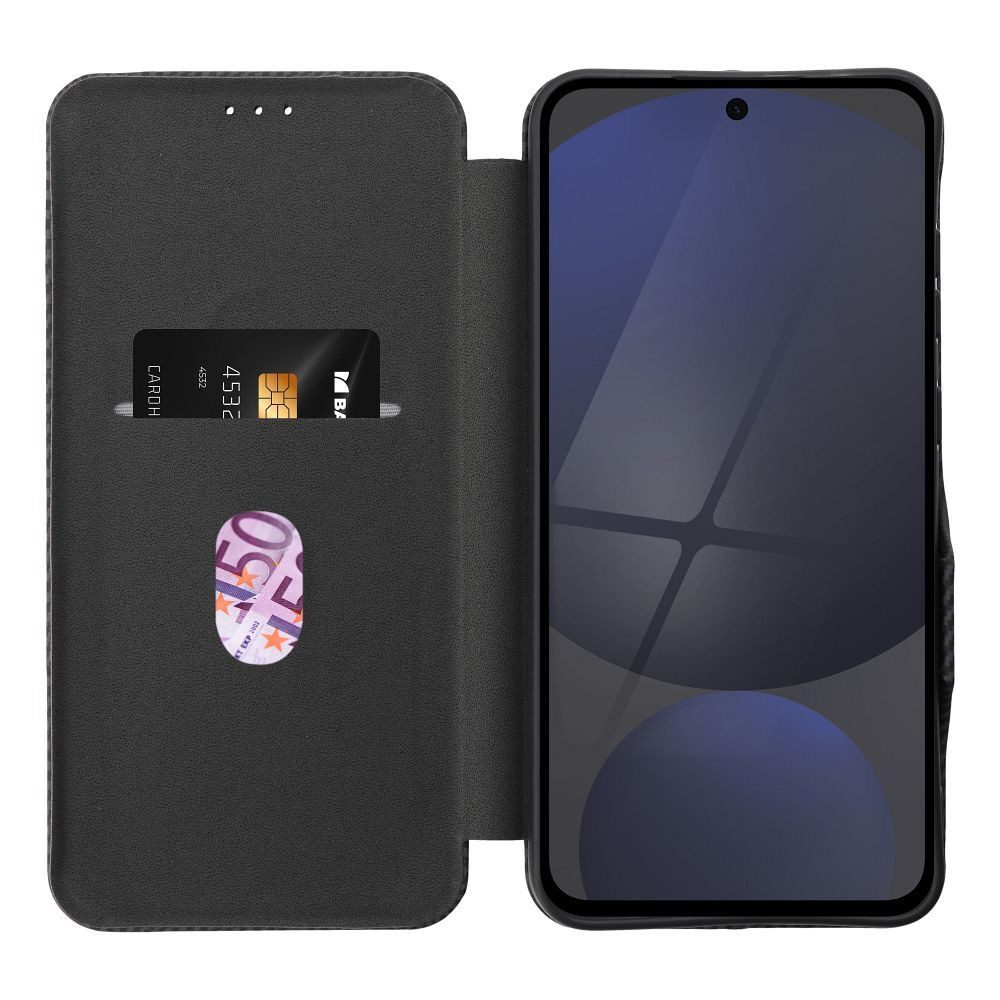 COFI 1453 Smartphone-Hülle Carbon Buchtasche + 9H Schutzglas