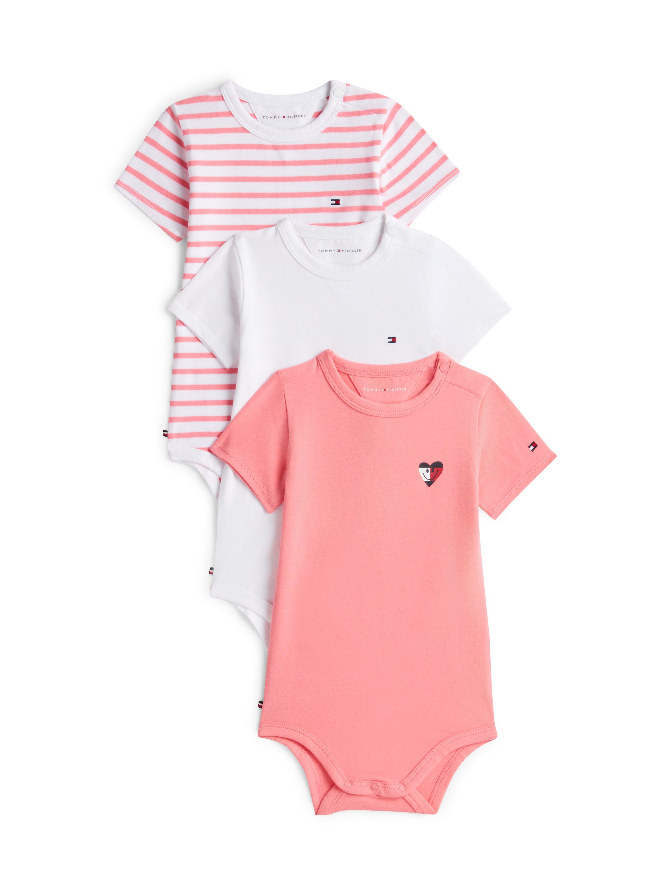 Tommy Hilfiger Body FLAG SMILE 3 PACK BODY (Set, 3-tlg) Regular fit mit Rundhalsausschnitt für Babys