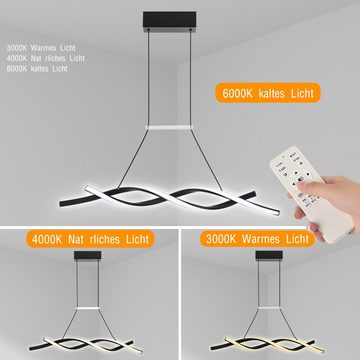 LETGOSPT LED Pendelleuchte Esstisch Hängeleuchte Dimmbare Deckenleuchte 24W Hängelampe, LED fest integriert, Kaltweiß/Naturweiß/Warmweiß, Spiralförmige Design Modern Esstischlampe