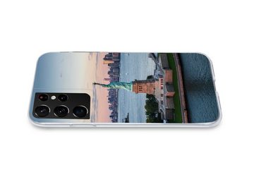 MuchoWow Handyhülle New York - Freiheitsstatue - Skyline, Phone Case, Handyhülle Samsung Galaxy S21 Ultra, Silikon, Schutzhülle