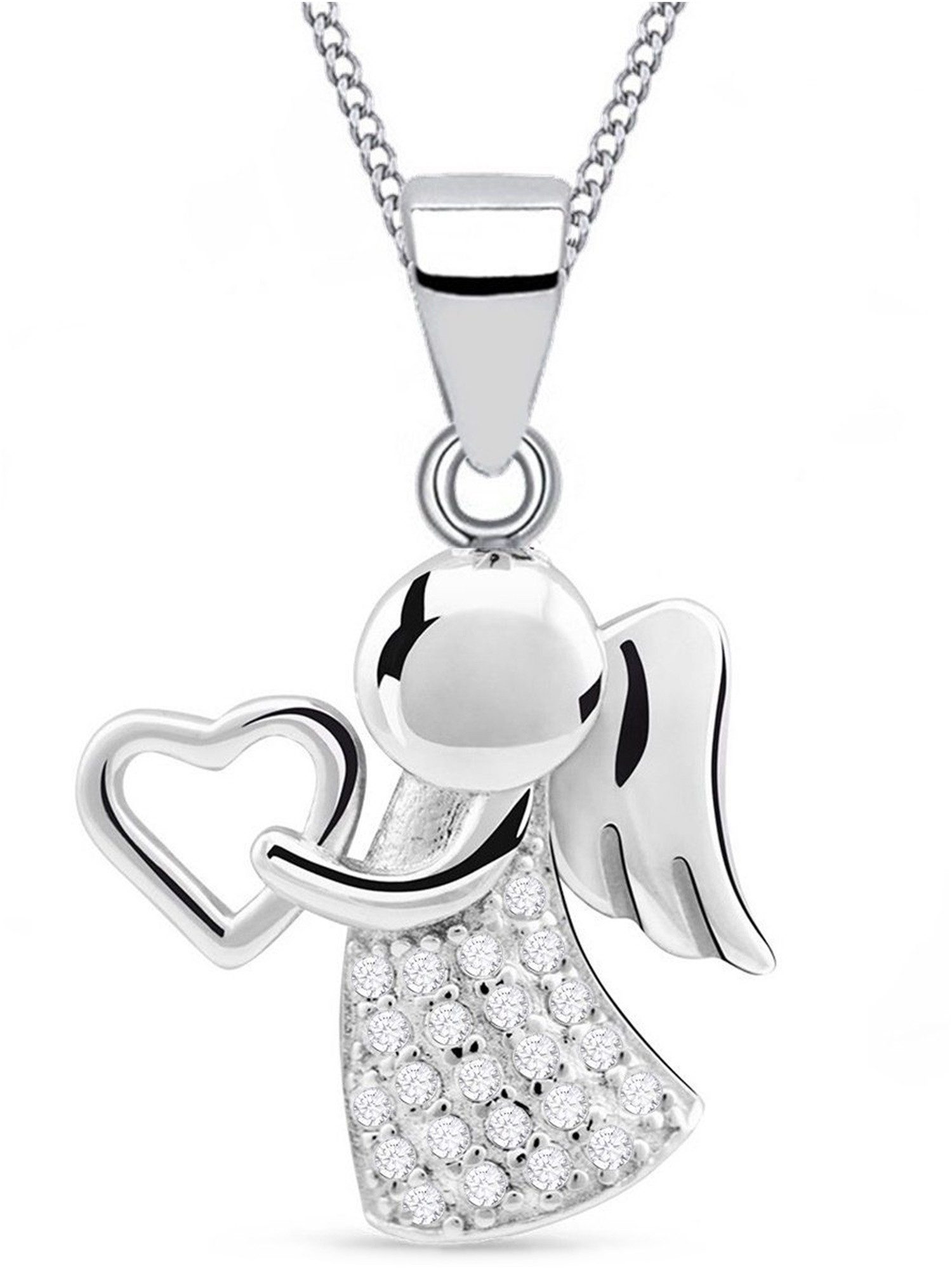 Goldene Hufeisen Engelanhänger Schutzengel Herz Zirkonia Anhänger mit Kette günstig online kaufen