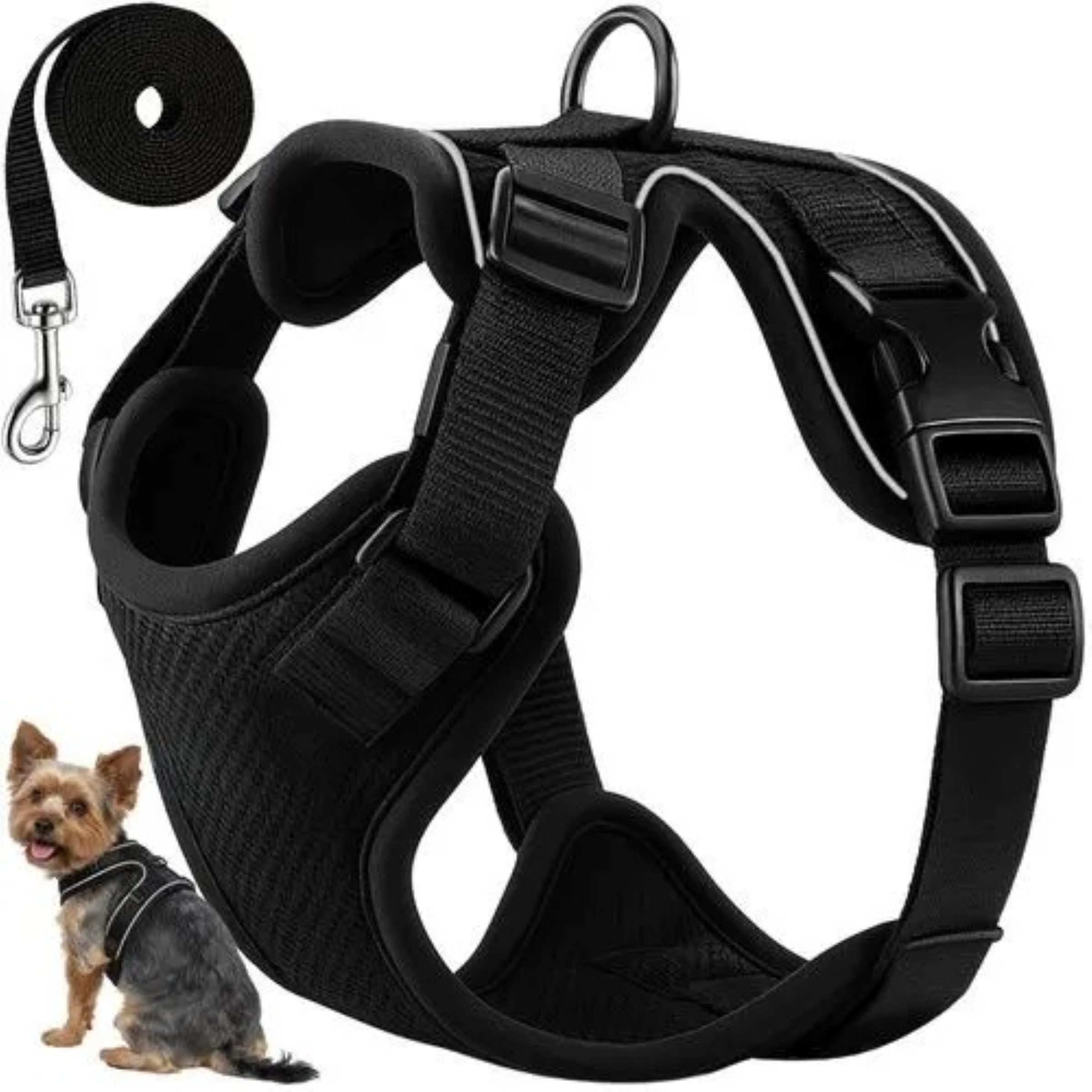 Purlov Geschirr Hundegeschirr Katze Geschirr Set mit Leine reflektierend Größe S, reflektierend verstellbar leicht robust mit Leine Größe S Komfort