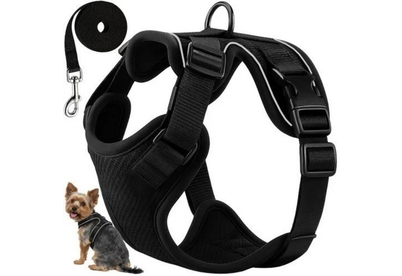 Purlov Geschirr Hundegeschirr Katze Geschirr Set mit Leine reflektierend Größe S, reflektierend verstellbar leicht robust mit Leine Größe S Komfort