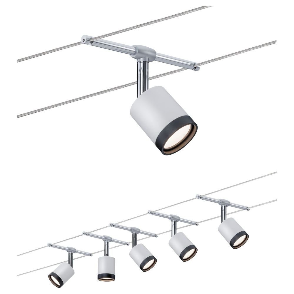 Paulmann Deckenleuchte TunLED Seilsystem in weiß und schwarz 5x 4W Komplettset, keine Angabe, Leuchtmittel enthalten: Ja, fest verbaut, LED, warmweiss, Seilsystem